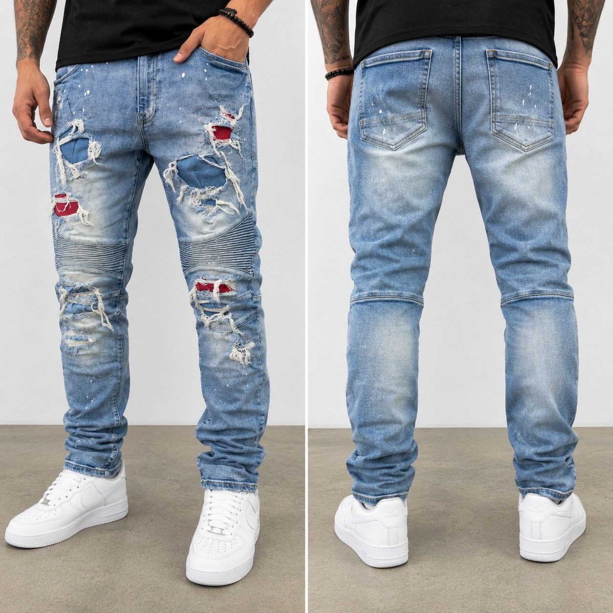 Smoke Rise Smoke Rise Distressed Biker Jeans 42x32 Moto Denim Size US 42 / EU 58 - 1 Thumbnail