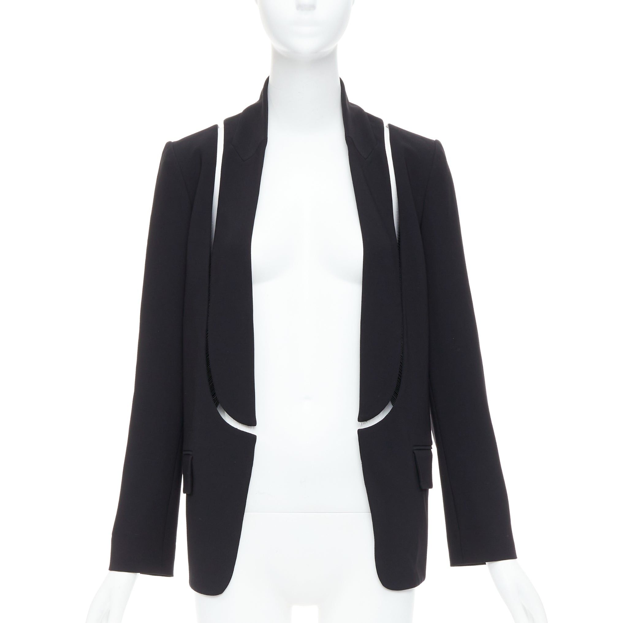 Alexander Wang ALEXANDER WANG black fish wise tcut out long blazer jacket US0 XS Size XS / US 0-2 / IT 36-38 - 1 Thumbnail