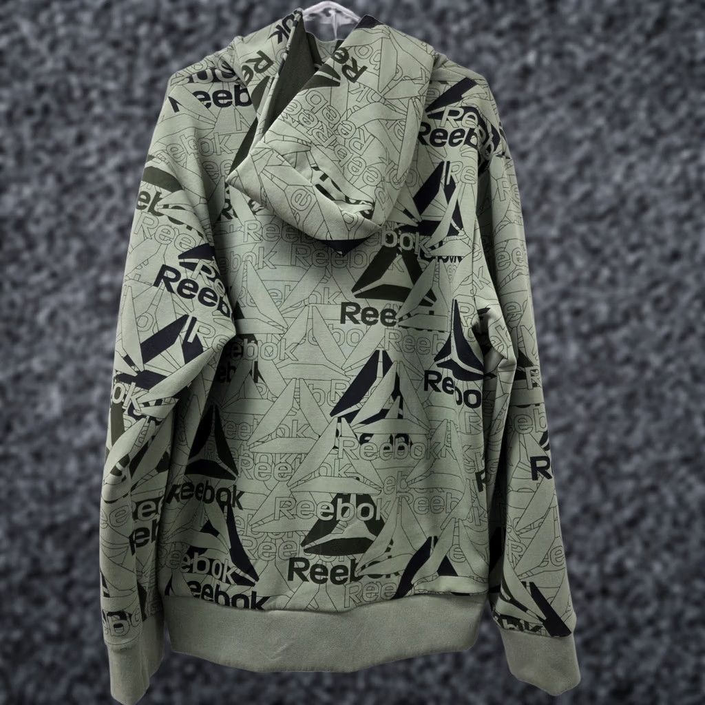Reebok Reebok Mens Hoodie Long Sleeve Green/Black Pullover Kangaroo Pocket Logo Graphic Print Size L Size US L / EU 52-54 / 3 - 1 Thumbnail