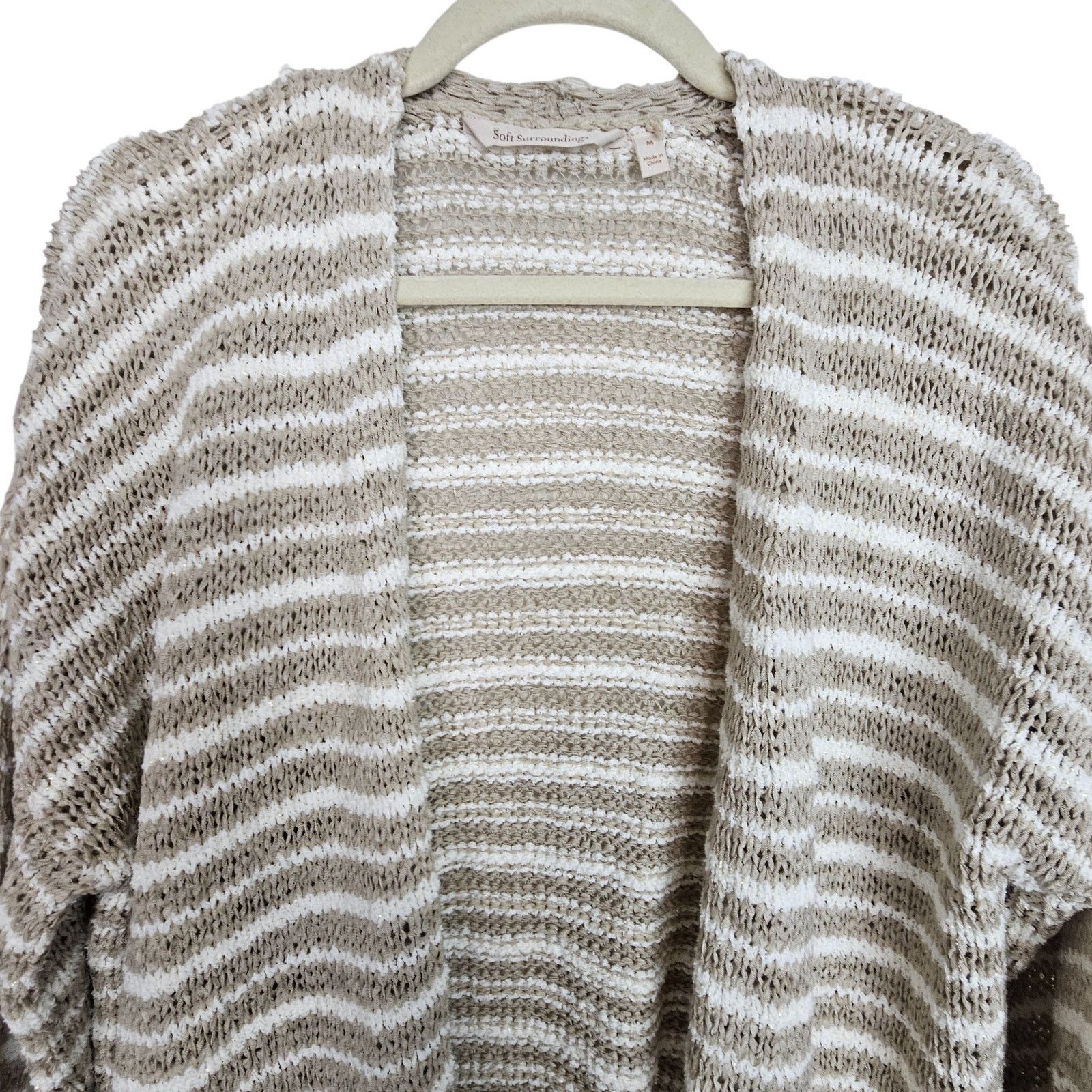 Soft Surroundings Soft Surroundings Womens Lucie Striped Knit Cardigan Sweater Size M / US 6-8 / IT 42-44 - 2 Thumbnail