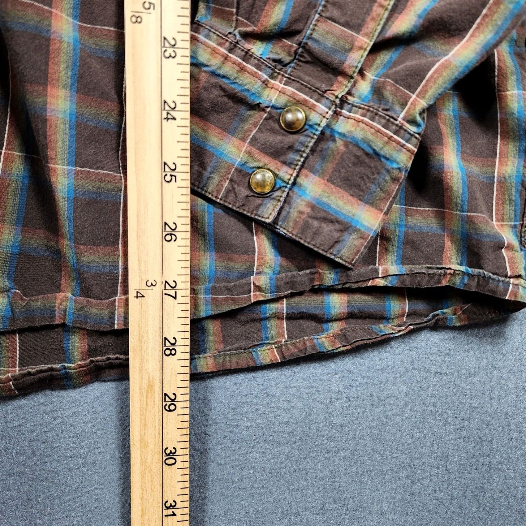 Cody James Cody James Mens Shirt XXL Regular Brown Pearl Snap Plaid Cotton Western HOLE Size US XXL / EU 58 / 5 - 6 Thumbnail