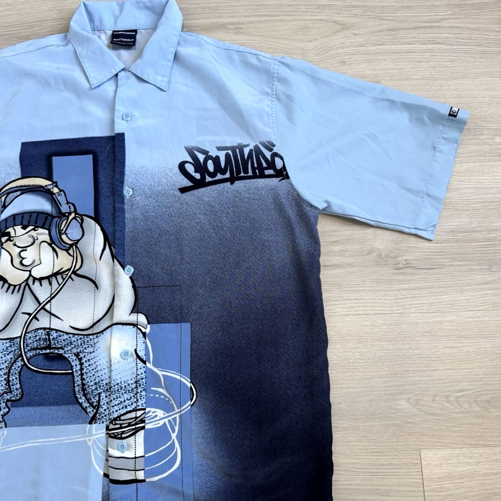 Southpole VINTAGE Southpole Shirt Mens M Blue DJ Rap Button Up Skater Hip Hop Retro Y2K Mens Size US M / EU 48-50 / 2 - 3 Thumbnail