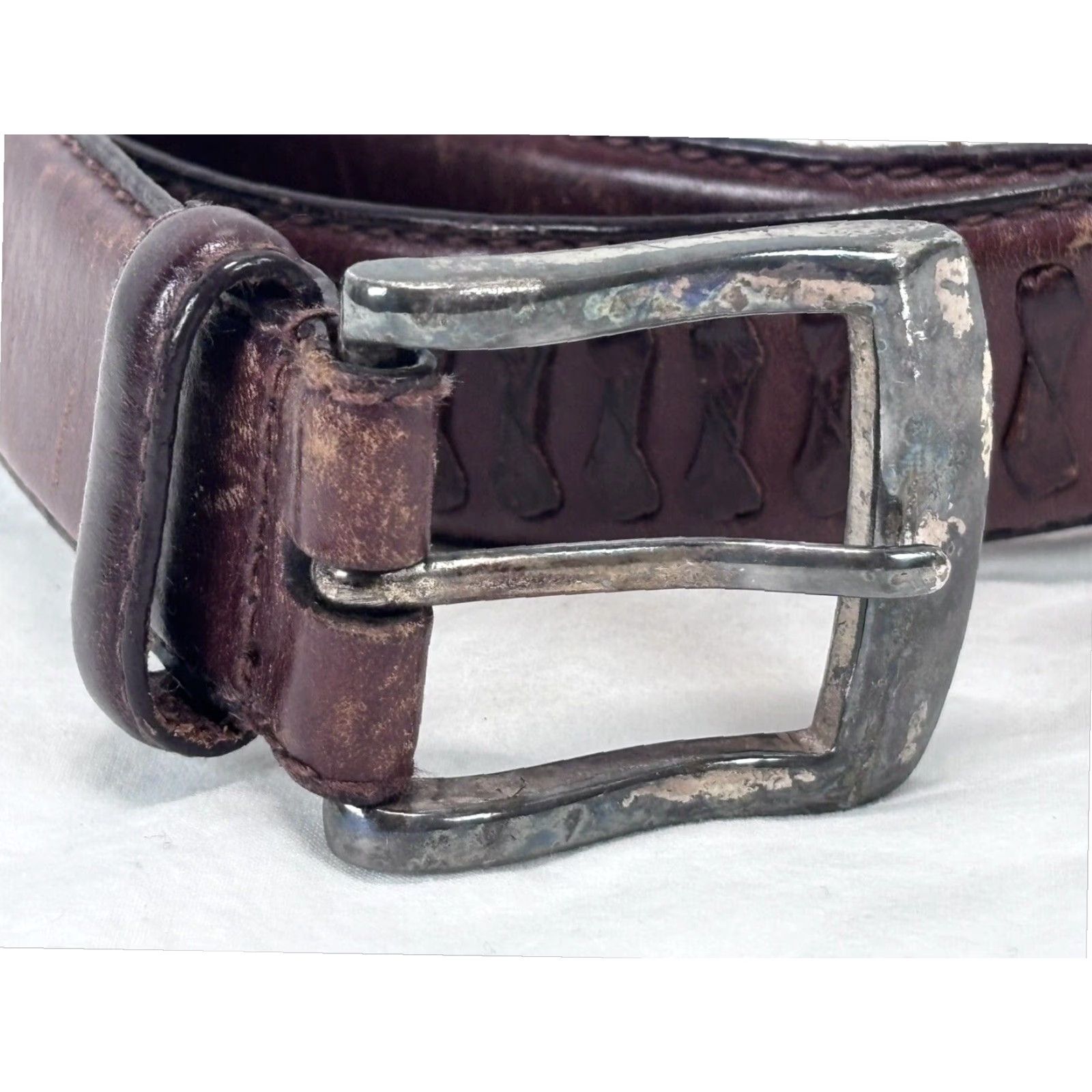 Fossil VINTAGE Fossil Leather Men's Belt Brown 38 Regular Classic Adjustable Buckle Size 38 - 2 Thumbnail
