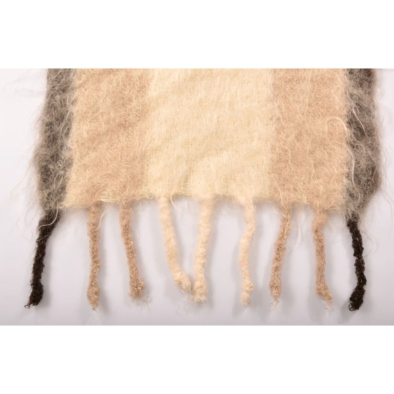 Vintage Lena Rewell Finland All Wool Handmade Scarf Size 160 x 38 cm Beige Wool Scarf Women Used Small Traces of Wear Size ONE SIZE - 5 Thumbnail