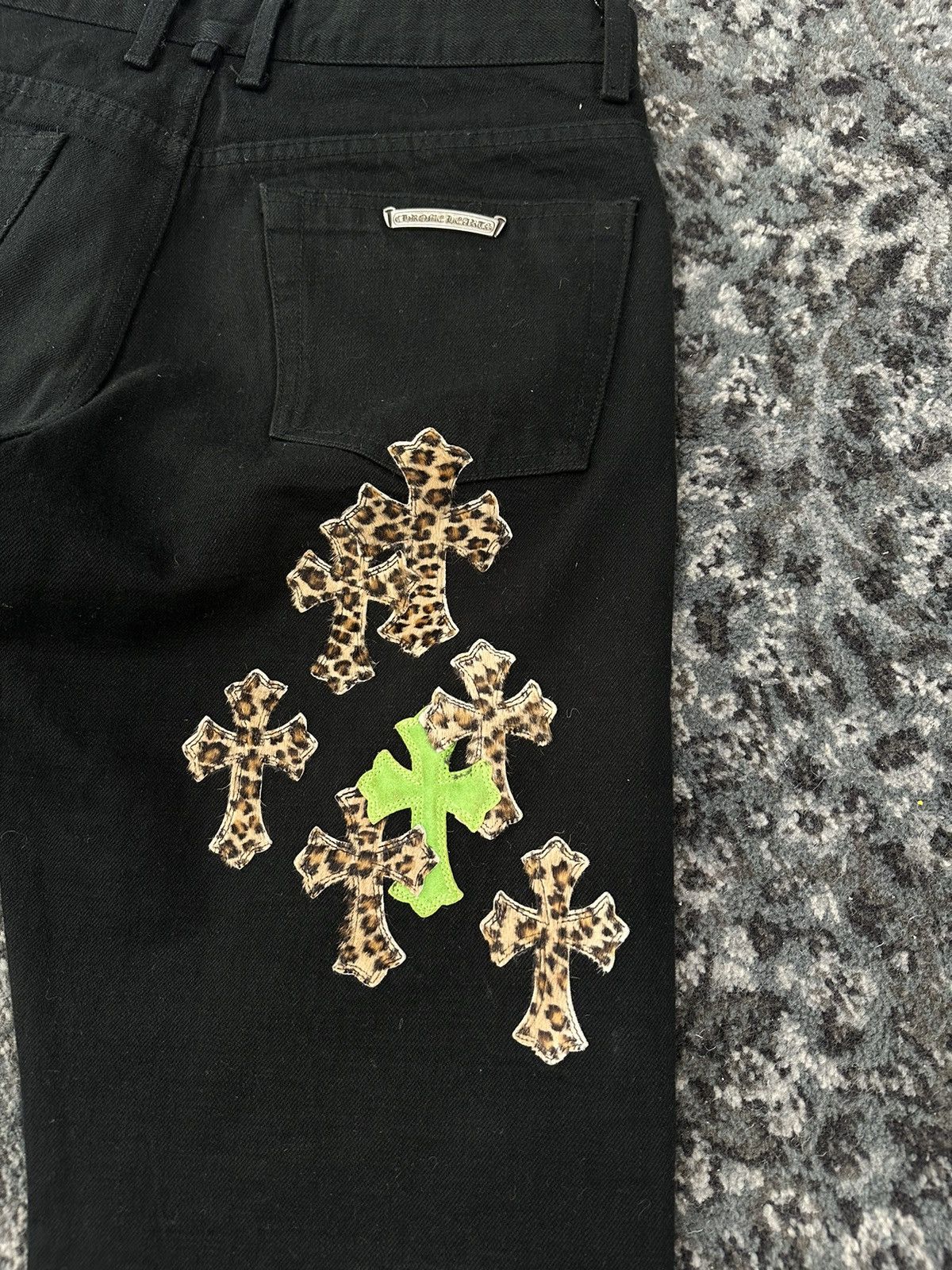 Chrome Hearts Chrome Hearts Black Cheetah Lime Cross Patch Jeans Size US 34 / EU 50 - 12 Thumbnail