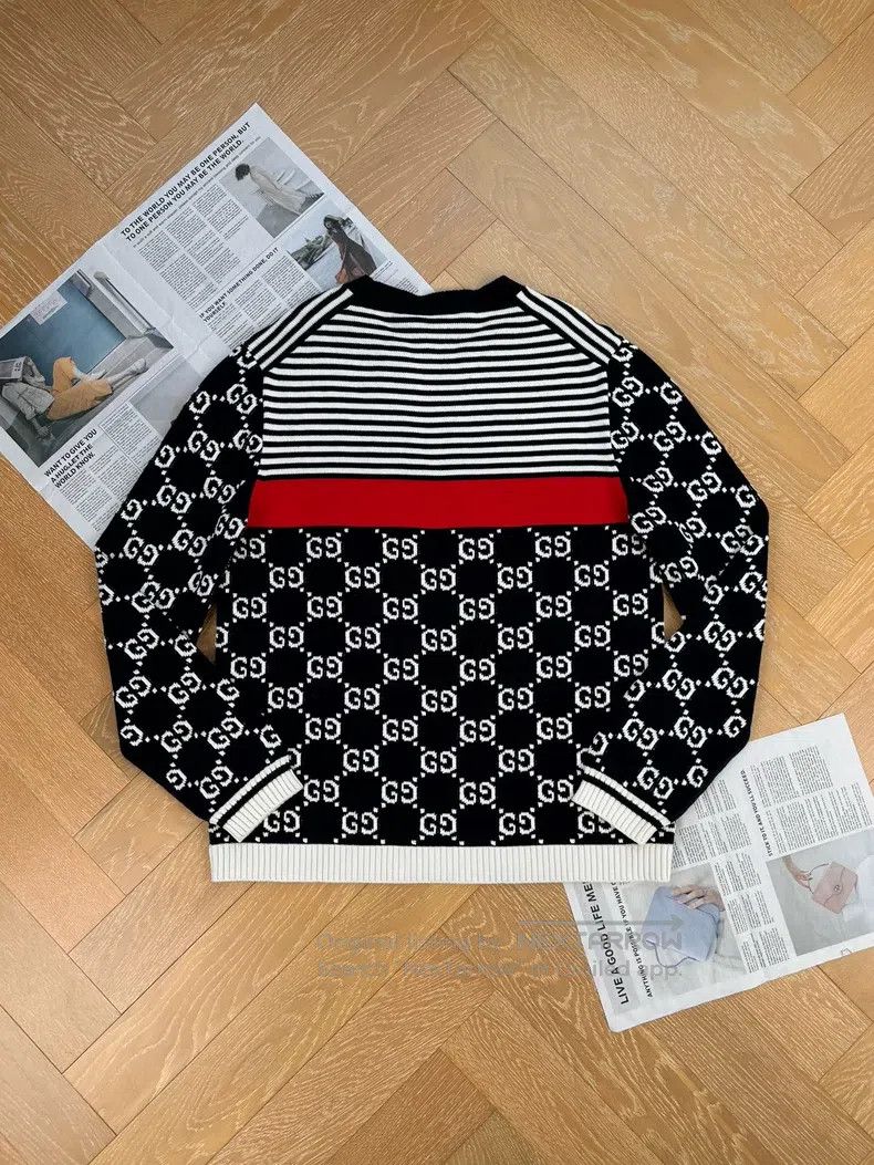 Gucci Gucci Full-print Logo striped knitted sweater Size US XXL / EU 58 / 5 - 2 Thumbnail