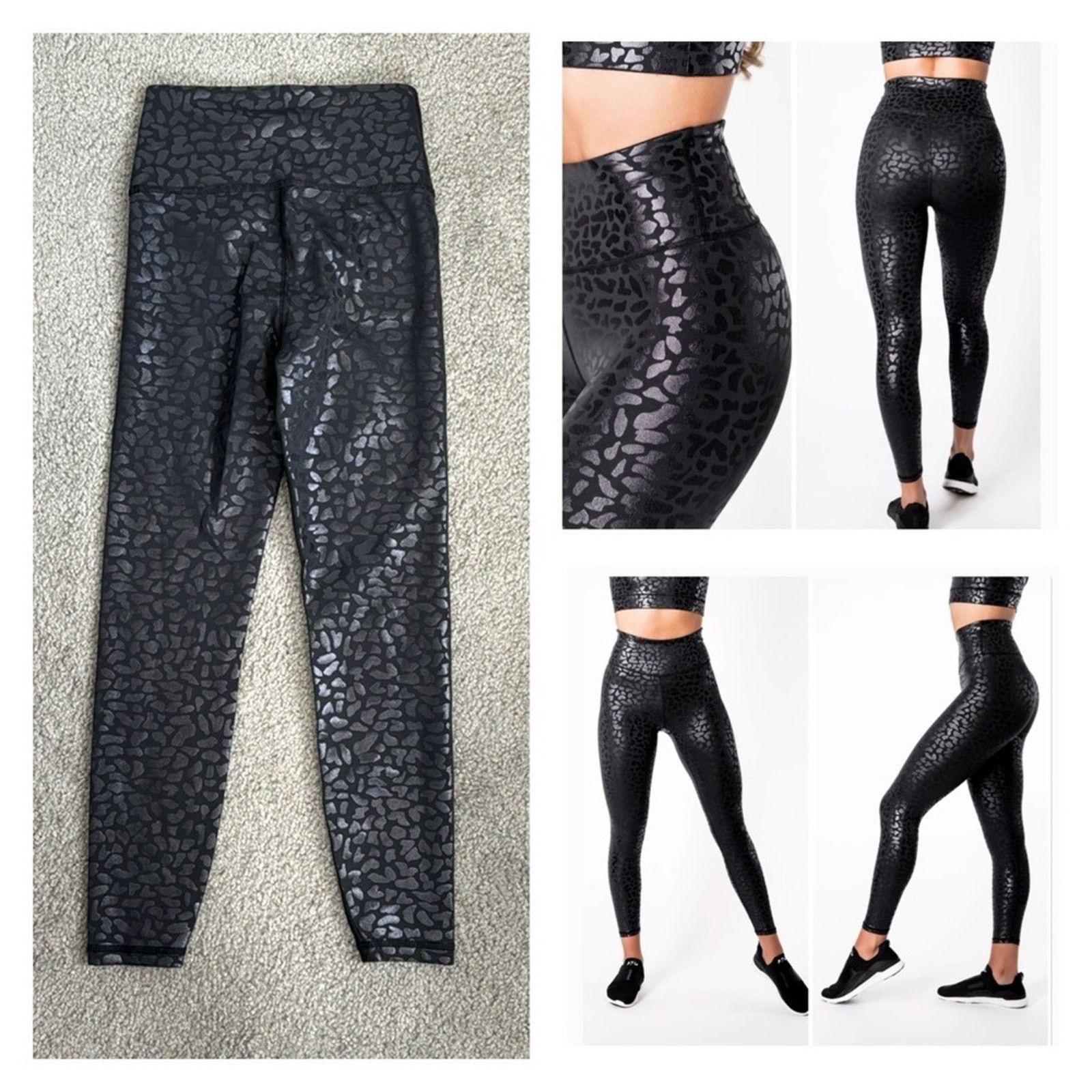 Other IVL Collective Chi Chi leggings black on black leopard print Size 26" / US 2 / IT 38 - 1 Thumbnail