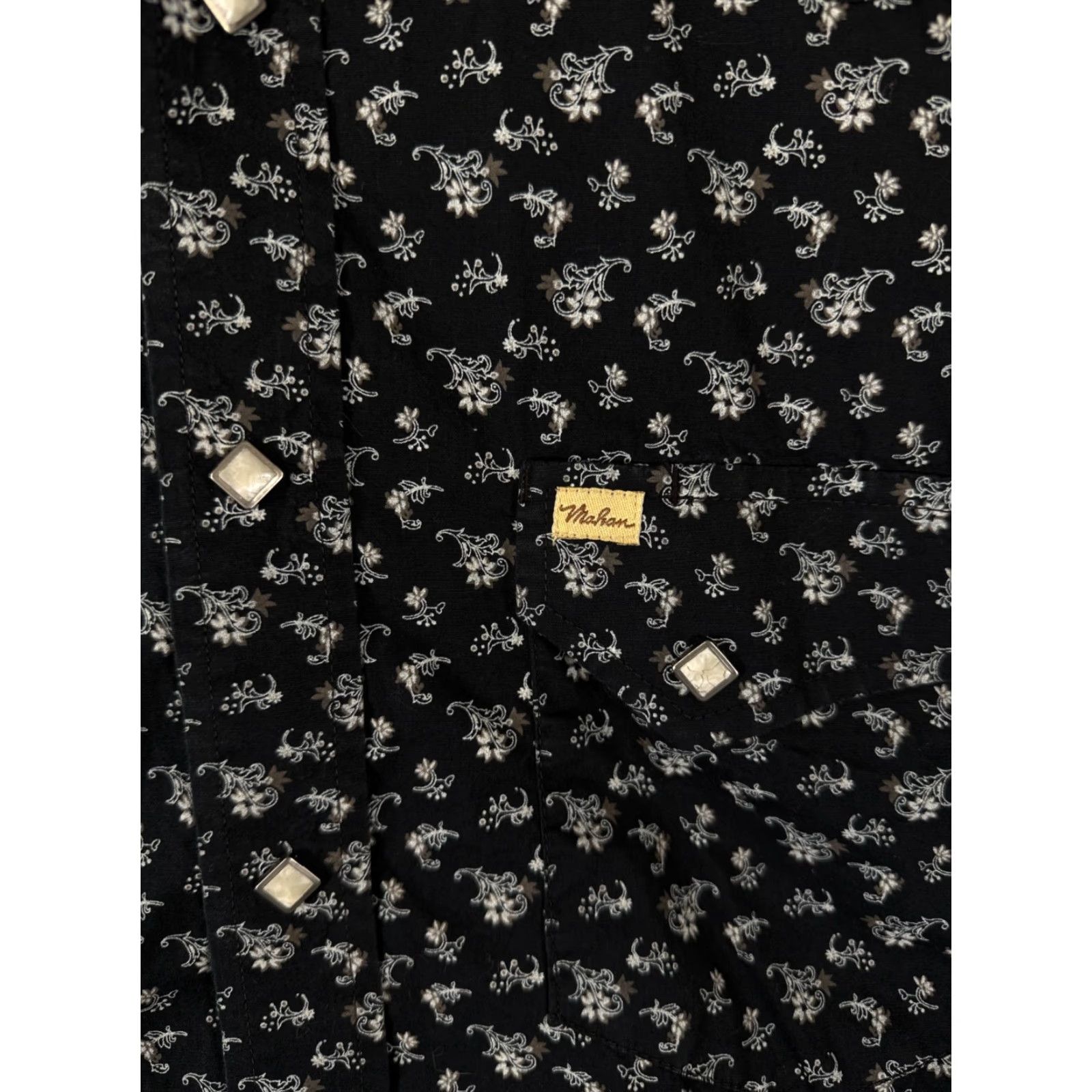 Vintage Larry Mahan Cowboy Collection Shirt Mens S Black Floral Pearl Snap Long Sleeve Pockets Western Size US S / EU 44-46 / 1 - 5 Thumbnail