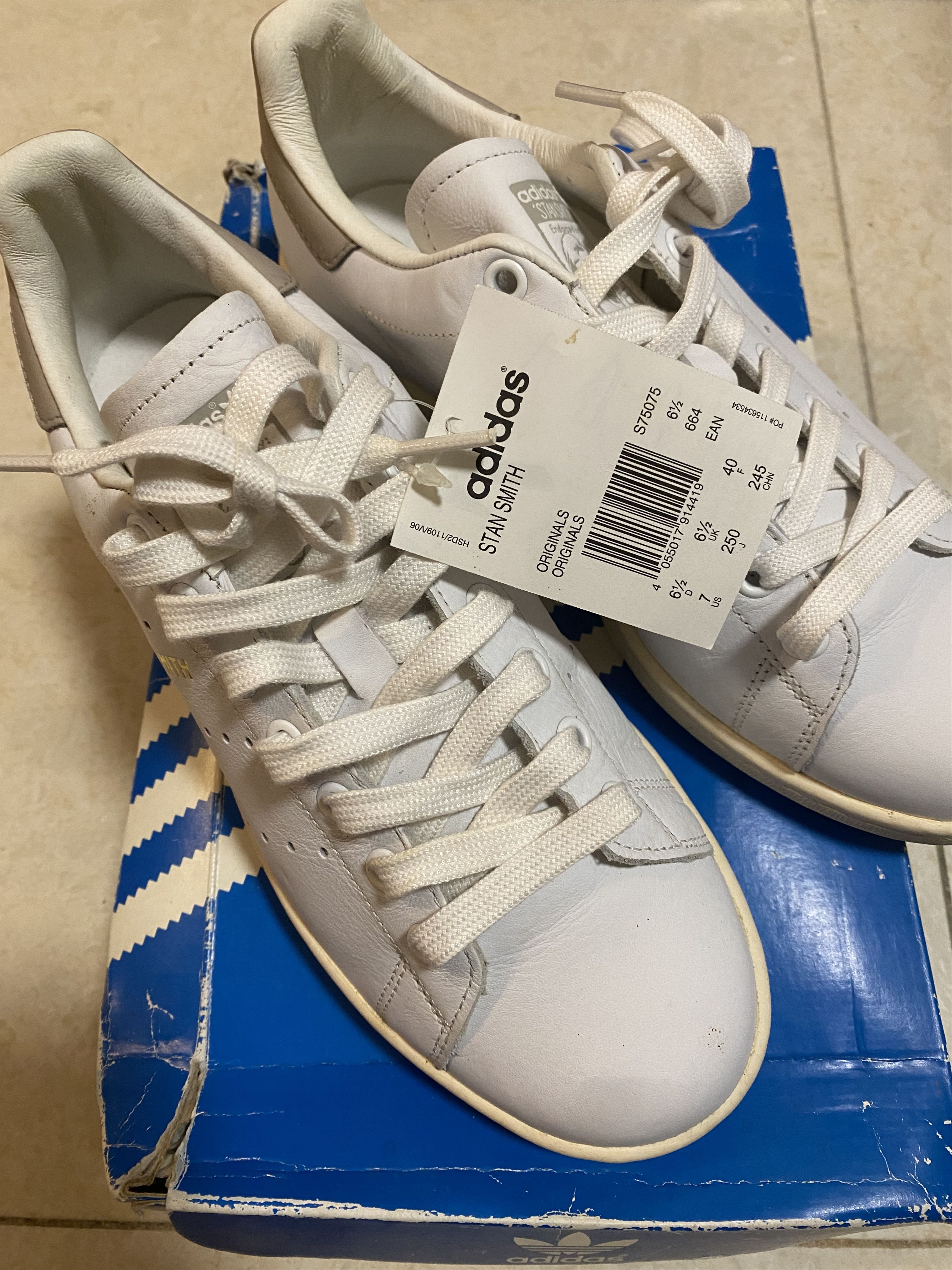 Adidas Adidas Stan Smith White and Beige Sneakers US7 Size US 7 / EU 40 - 4 Thumbnail