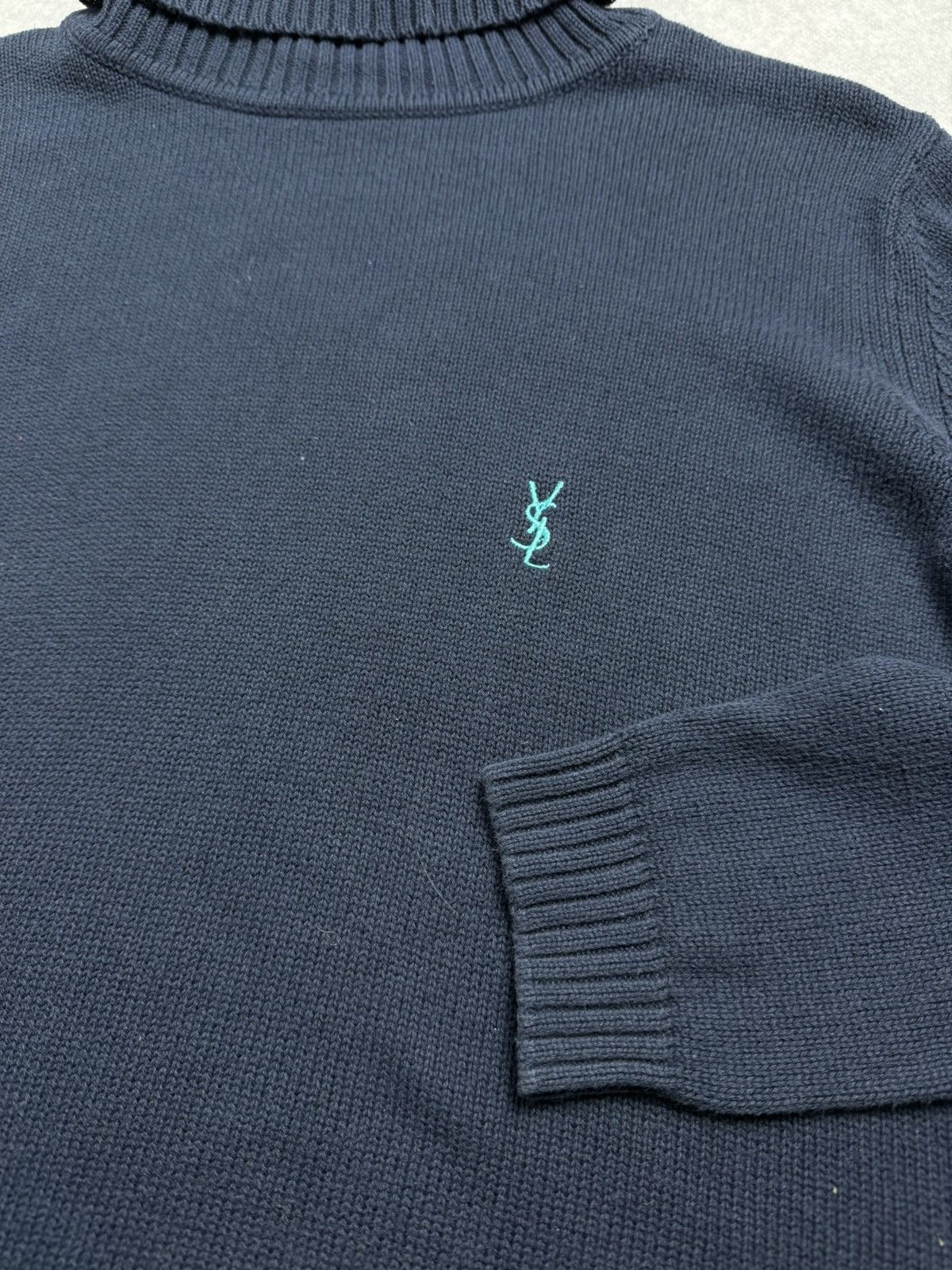 Saint Laurent Paris Men’s Yves Saint Lauren Turtleneck Heavy Blue Sweater Size Size US L / EU 52-54 / 3 - 4 Thumbnail