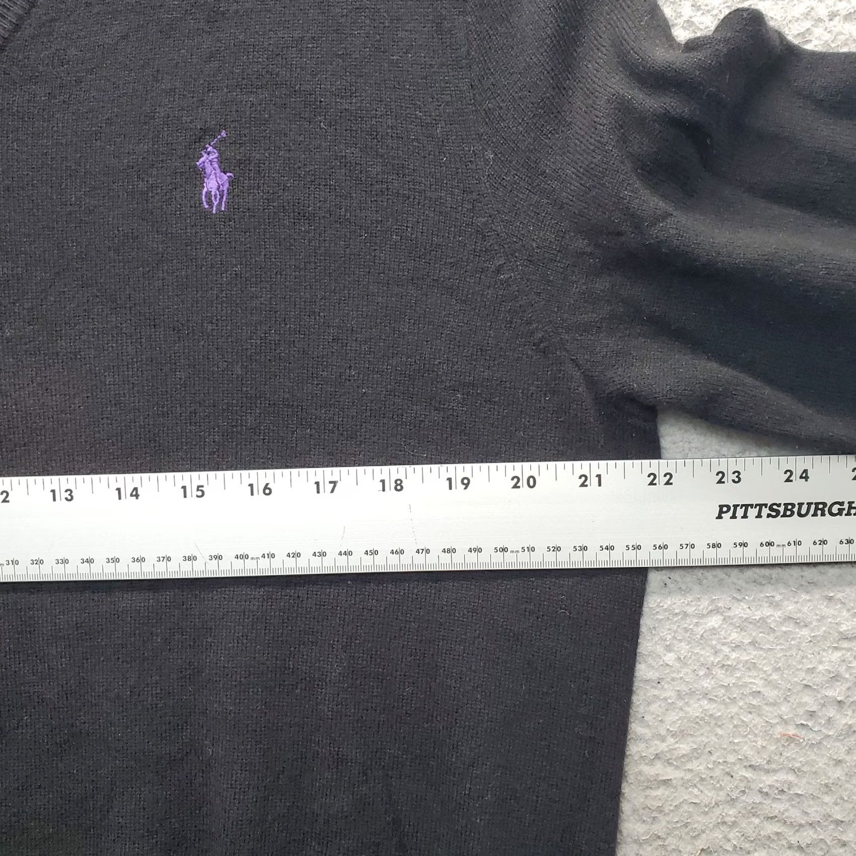 Polo Ralph Lauren Polo Ralph Lauren Sweater Mens L Black Tight Knit Long Sleeve Purple Pony Logo Size US L / EU 52-54 / 3 - 4 Thumbnail
