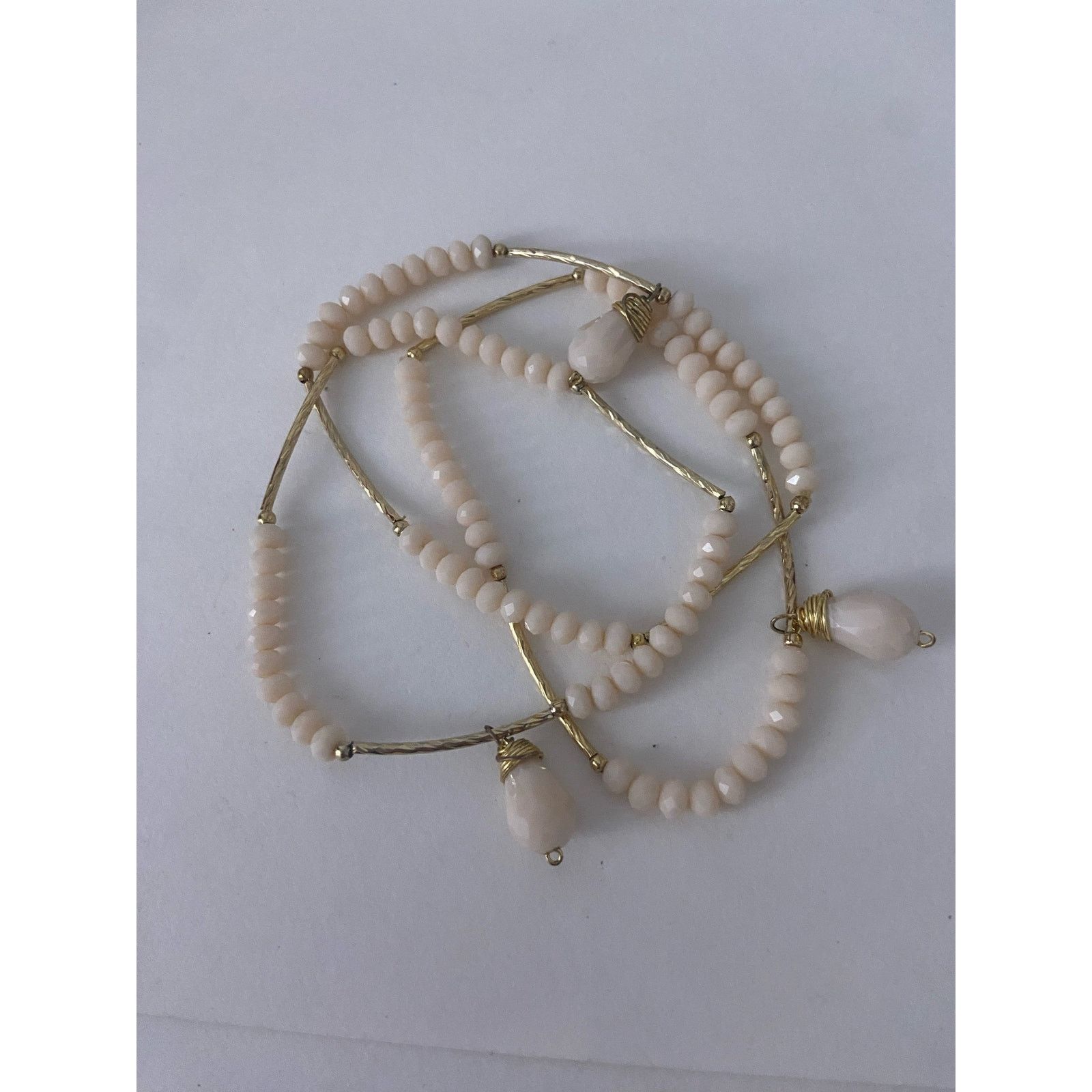 Handmade handmade cream glass bead bracelets gold tone Size ONE SIZE - 3 Thumbnail