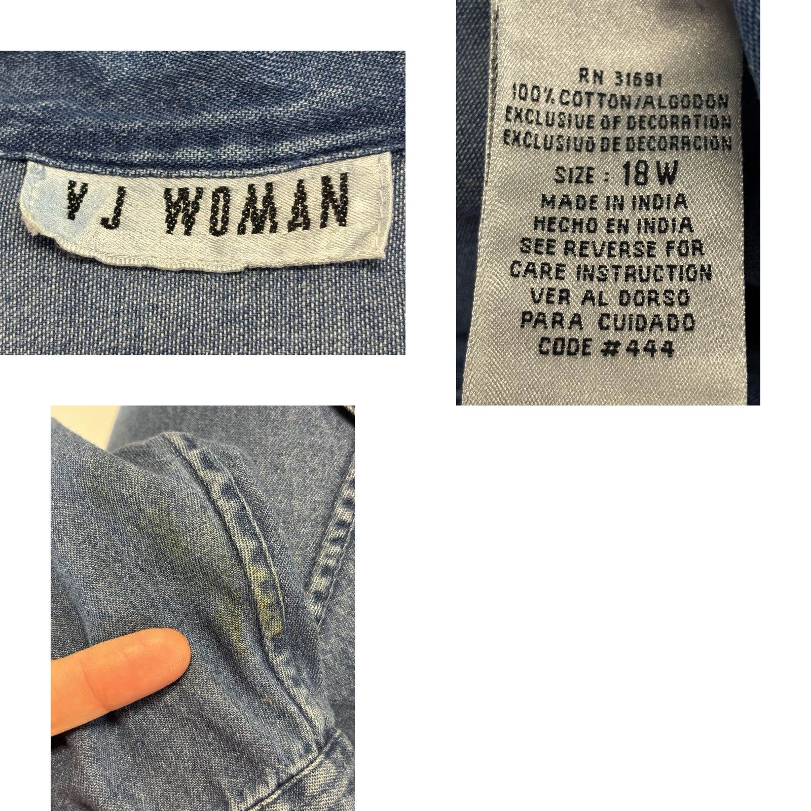 Vintage Vtg Victoria Jones Sport Denim Shirt Sz 18W Plus Embroidered Bird Houses READ Size XXL / US 16-18 / IT 52-54 - 8 Thumbnail