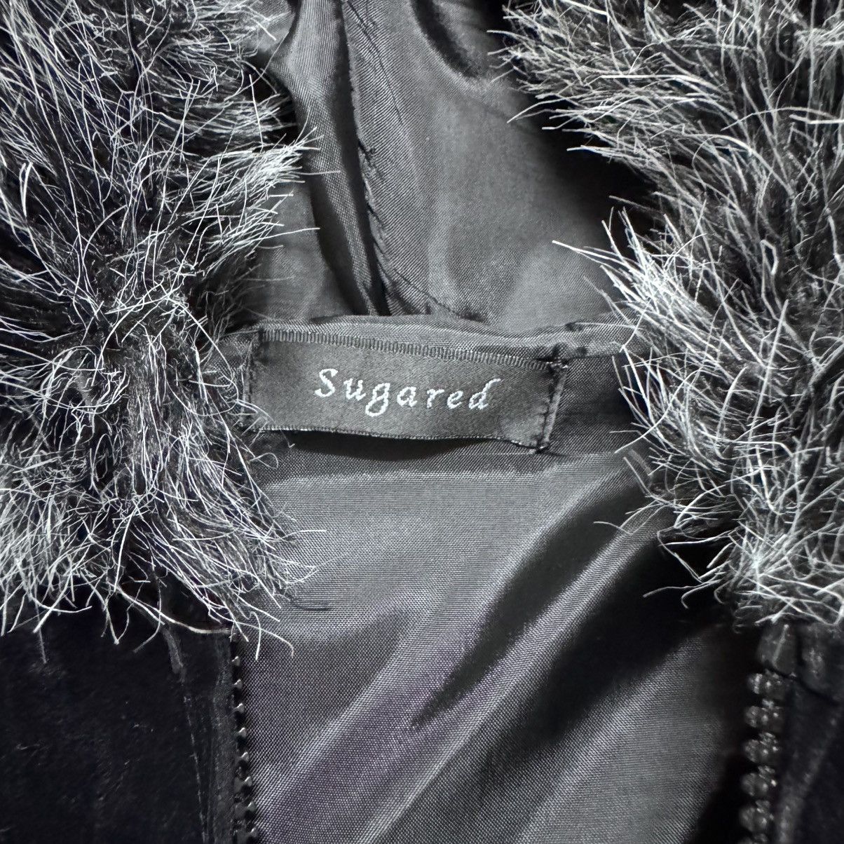 Japanese Brand Sugared Japan Black Velvet Faux Fur Hooded Jacket Size US M / EU 48-50 / 2 - 14 Thumbnail
