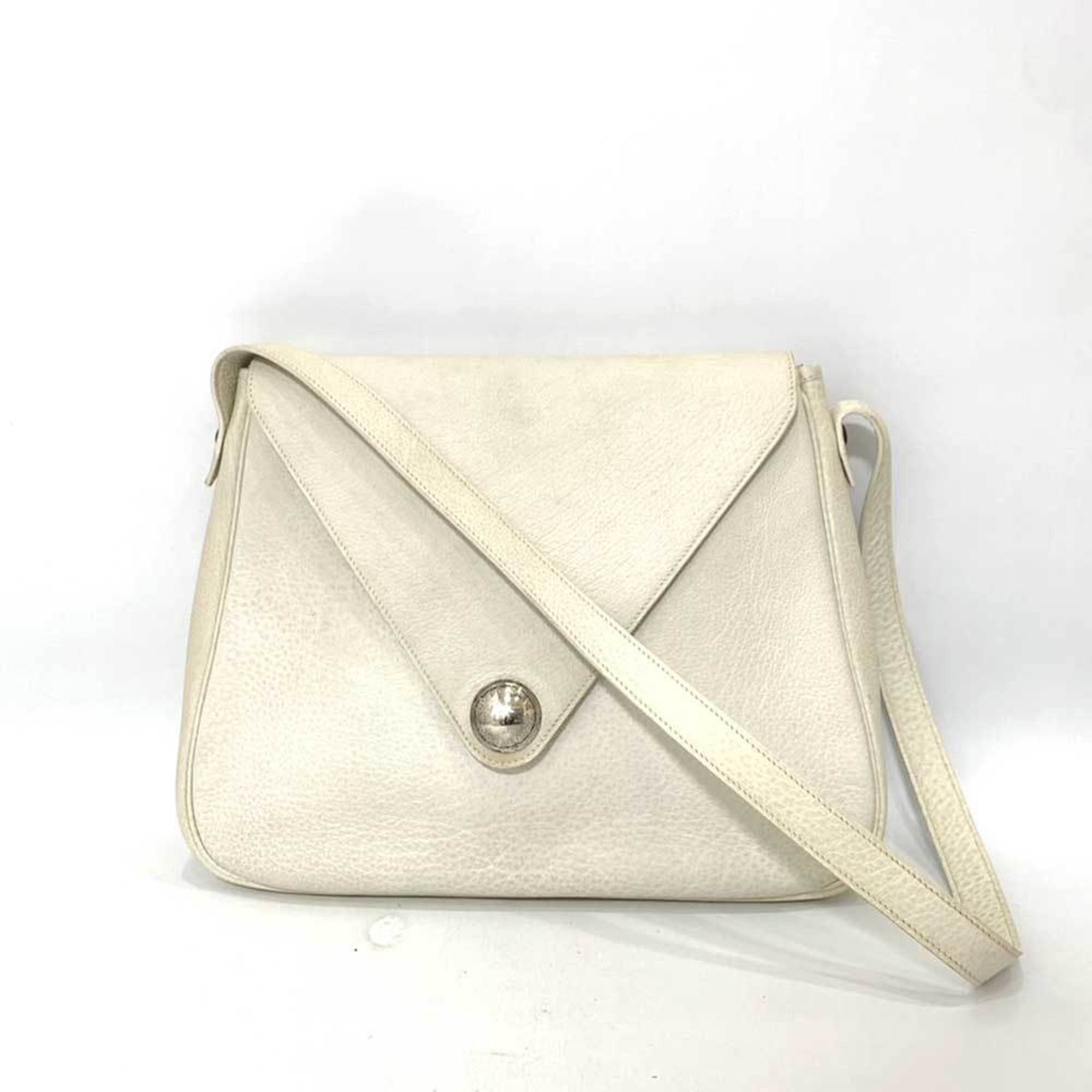 image of Hermes Bag Christine White Shoulder Triangle Flap Ladies Buffle Skipper Leather in Black, Women's