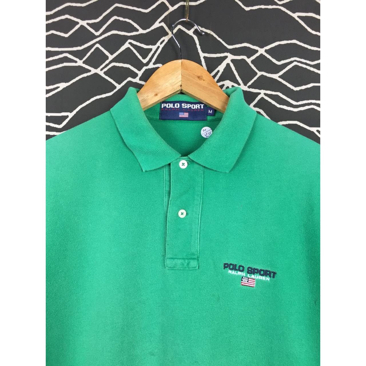 Polo Ralph Lauren × Vintage Vtg Polo Sport Ralph Lauren American Flag Logo Polo Tee Size US M / EU 48-50 / 2 - 3 Thumbnail