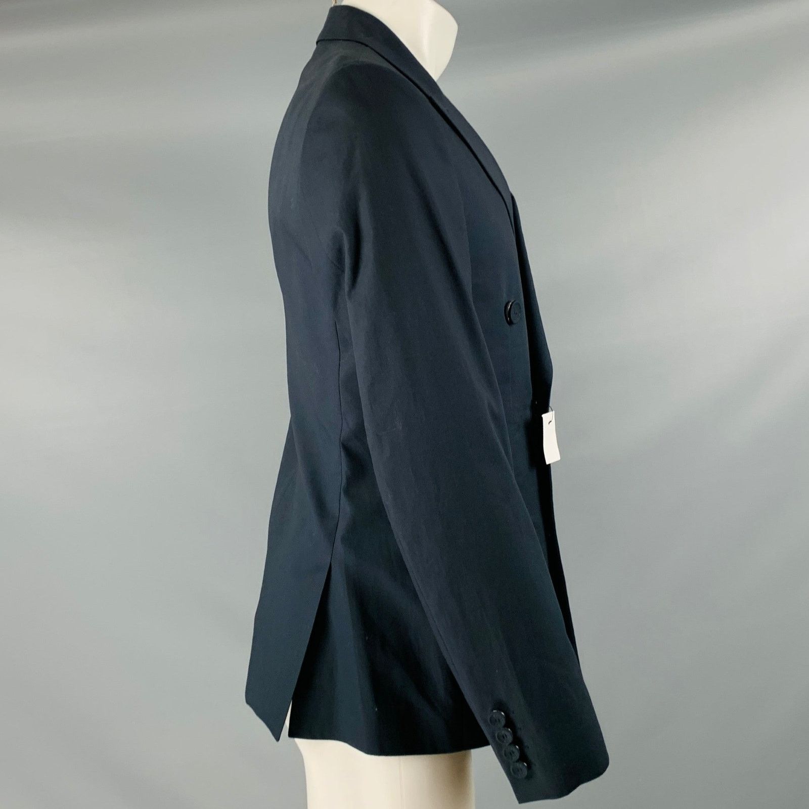 Calvin Klein Size 38 Navy Cotton Double Breasted Sport Coat Size 38R - 2 Thumbnail