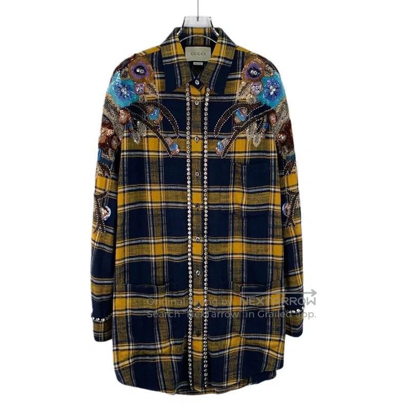 Gucci Gucci Colour-blocked plaid floral sequin diamond-encrusted Size S / US 4 / IT 40 - 1 Thumbnail