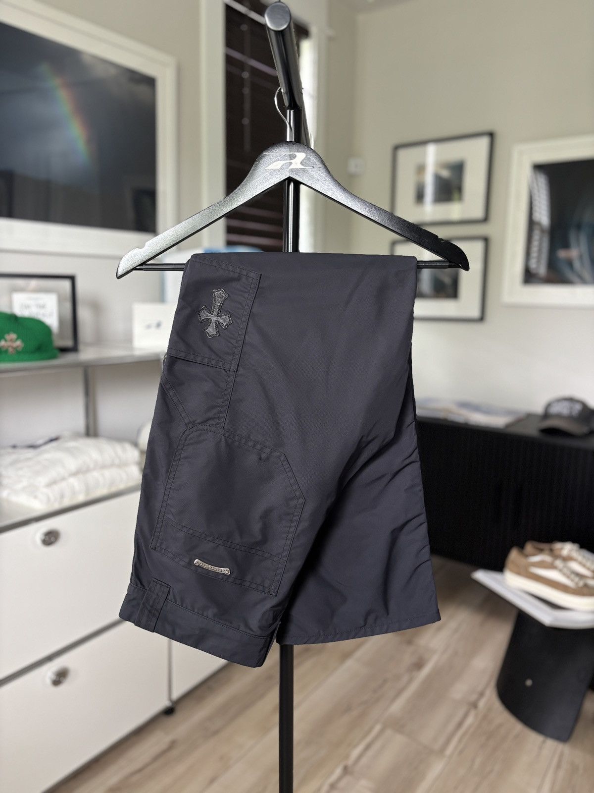 Chrome Hearts CHROME HEARTS | LEATHER CROSS PATCH NYLON CARPENTER PANTS Size US 31 - 2 Thumbnail