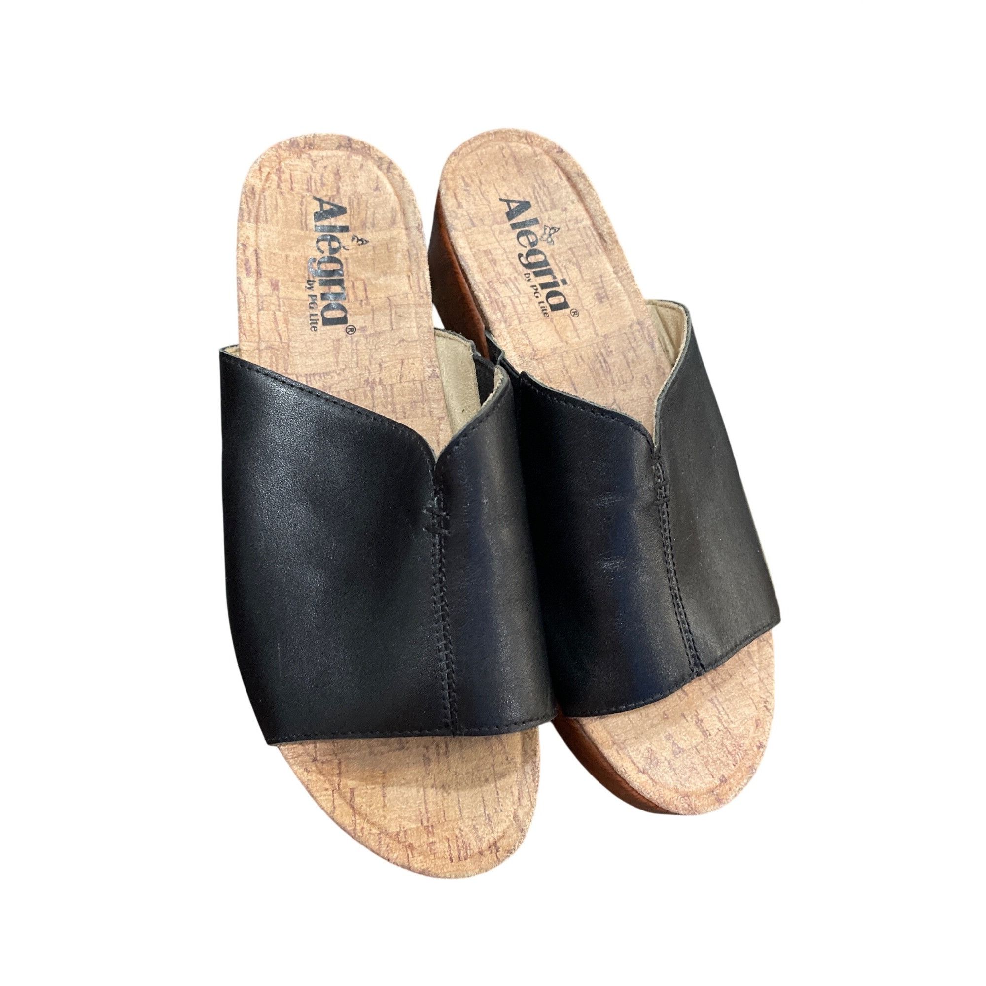 Other Alegria By PG wms black leather open toe 2.5" wedge heels sz Size US 8.5 / IT 38.5 - 15 Thumbnail