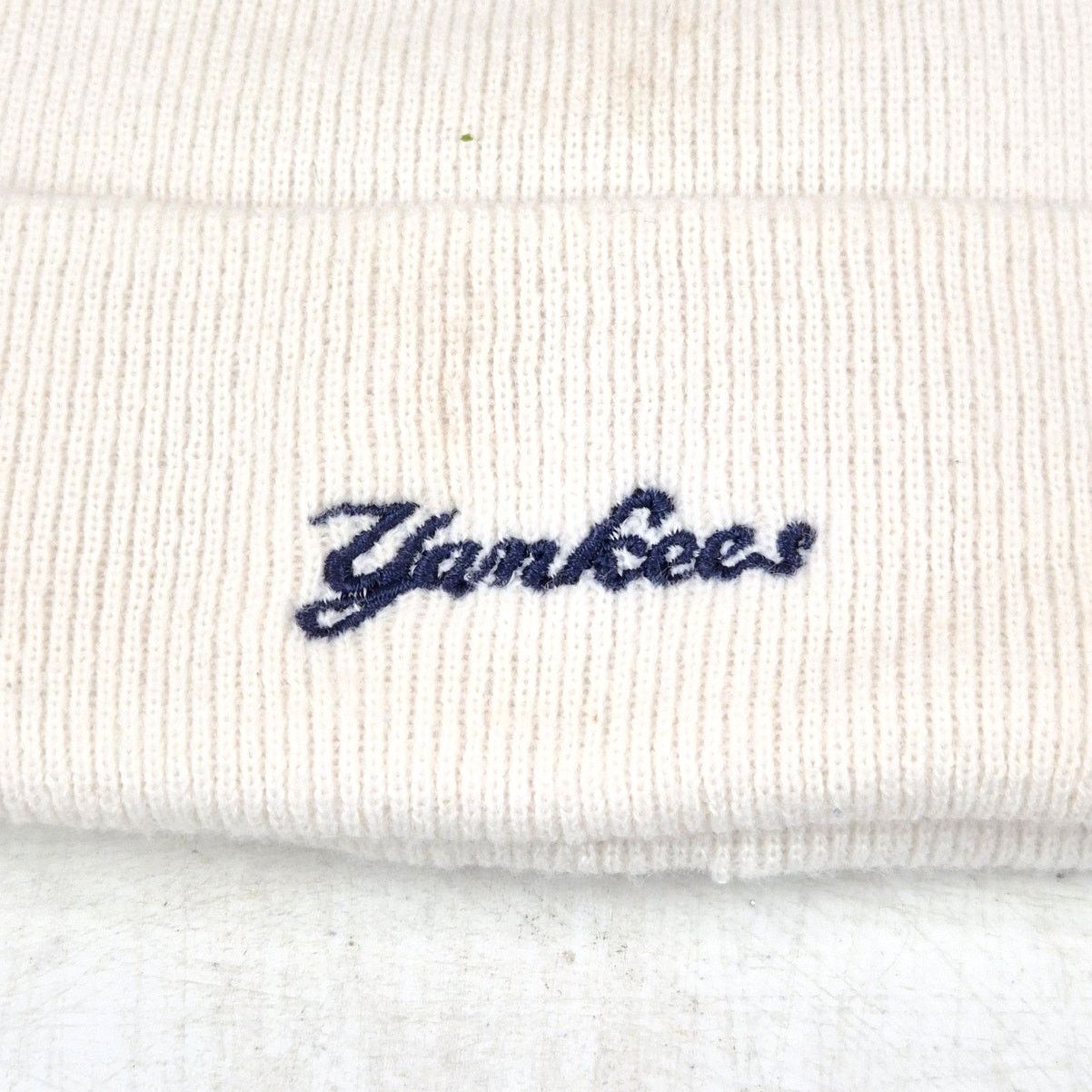 MLB Vintage New York Yankees Beanie OSFA Cream Navy Script Size ONE SIZE - 4 Thumbnail