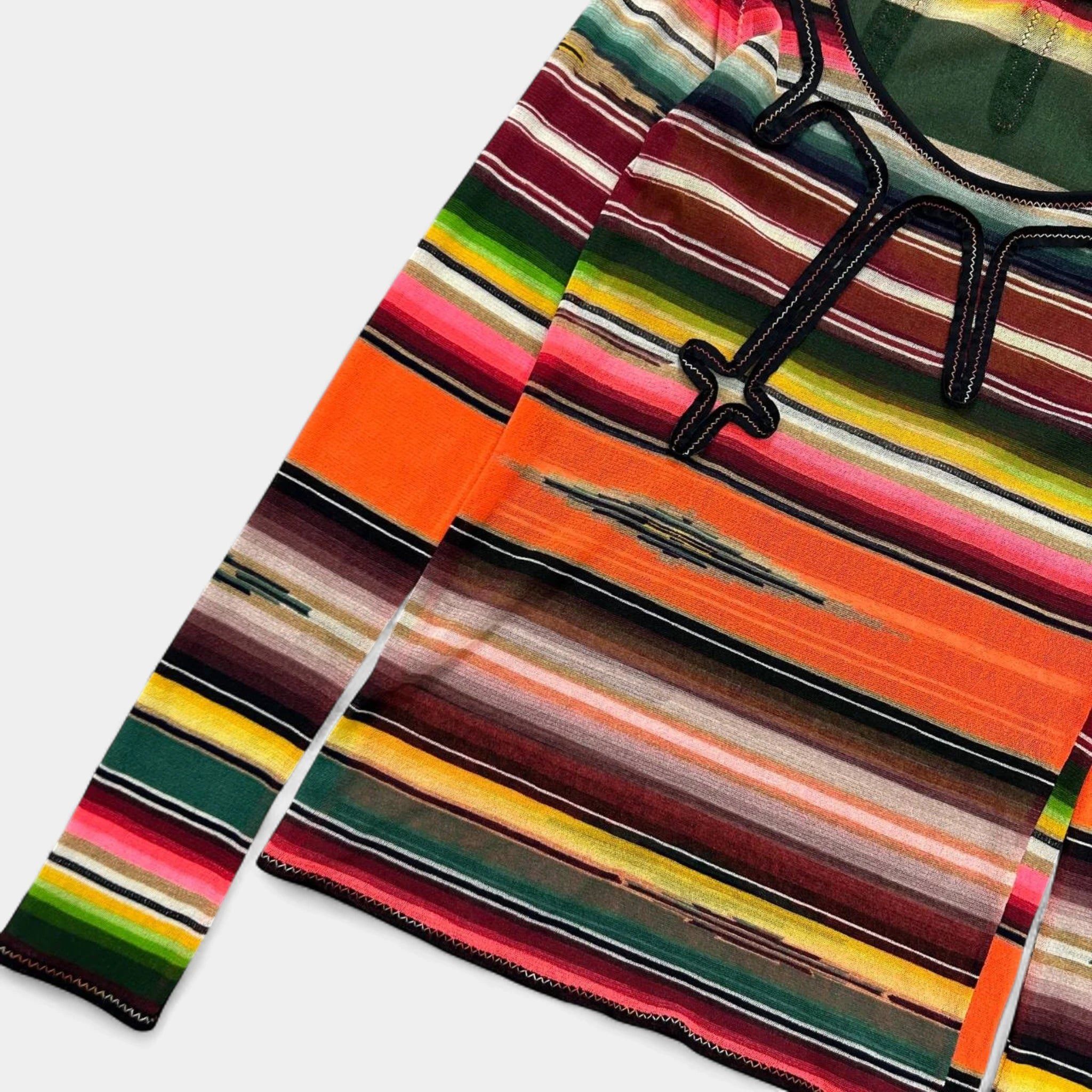 Jean Paul Gaultier Jean Paul Gaultier Soleil "Serape" Stripe Mesh Longsleeve Size S / US 4 / IT 40 - 2 Thumbnail