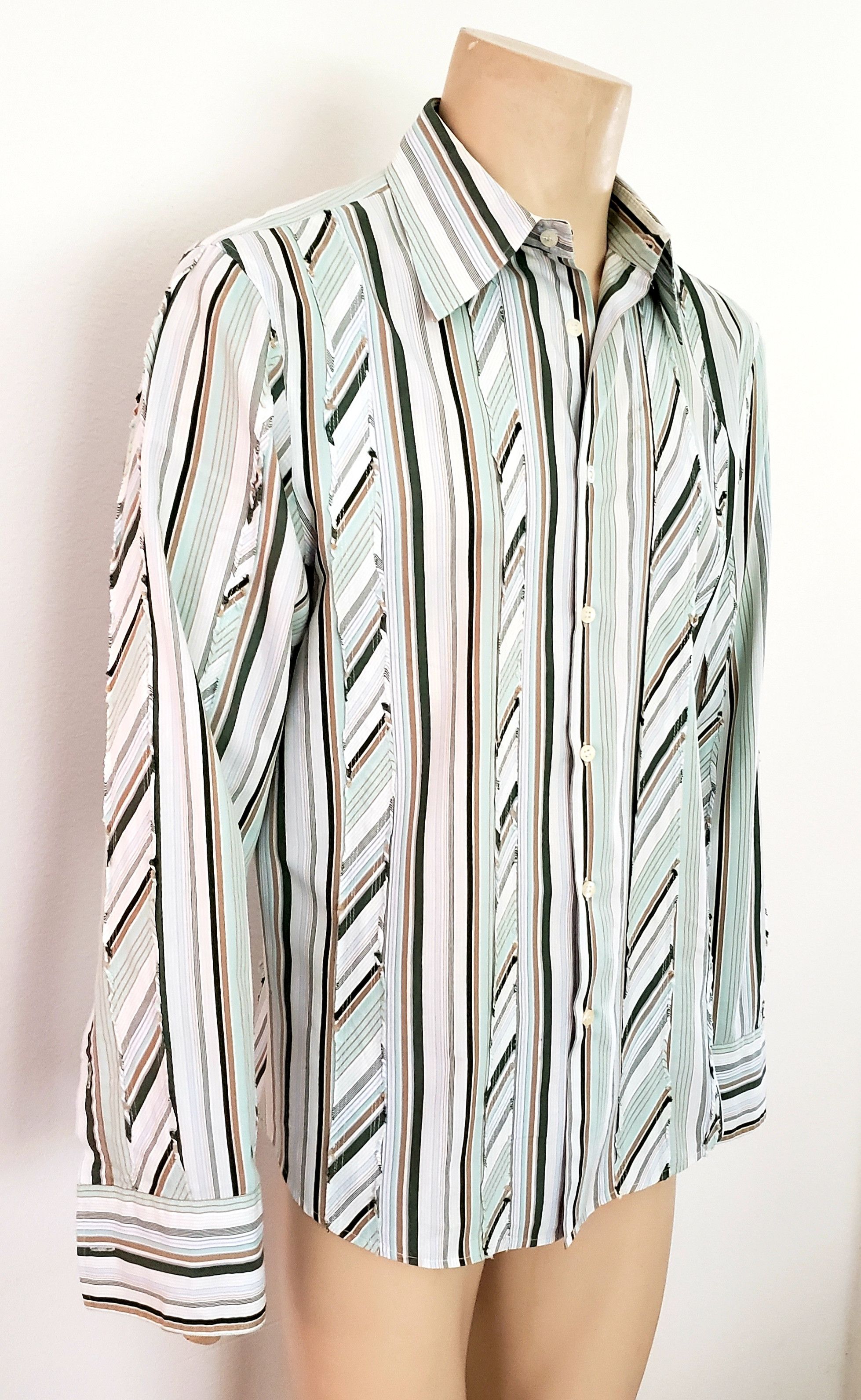 J.Lindeberg unusual striped shirt XL J Lindeberg cotton green Size US XL / EU 56 / 4 - 3 Thumbnail