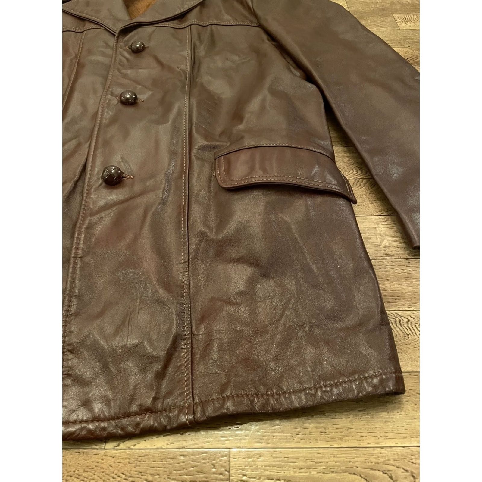 Vintage VINTAGE R Sherman Brown Leather Jacket Trench Coat USA 42L Men Flight/Bomber Size 42L Brown Leather USA Mens Size US XS / EU 42 / 0 - 4 Thumbnail