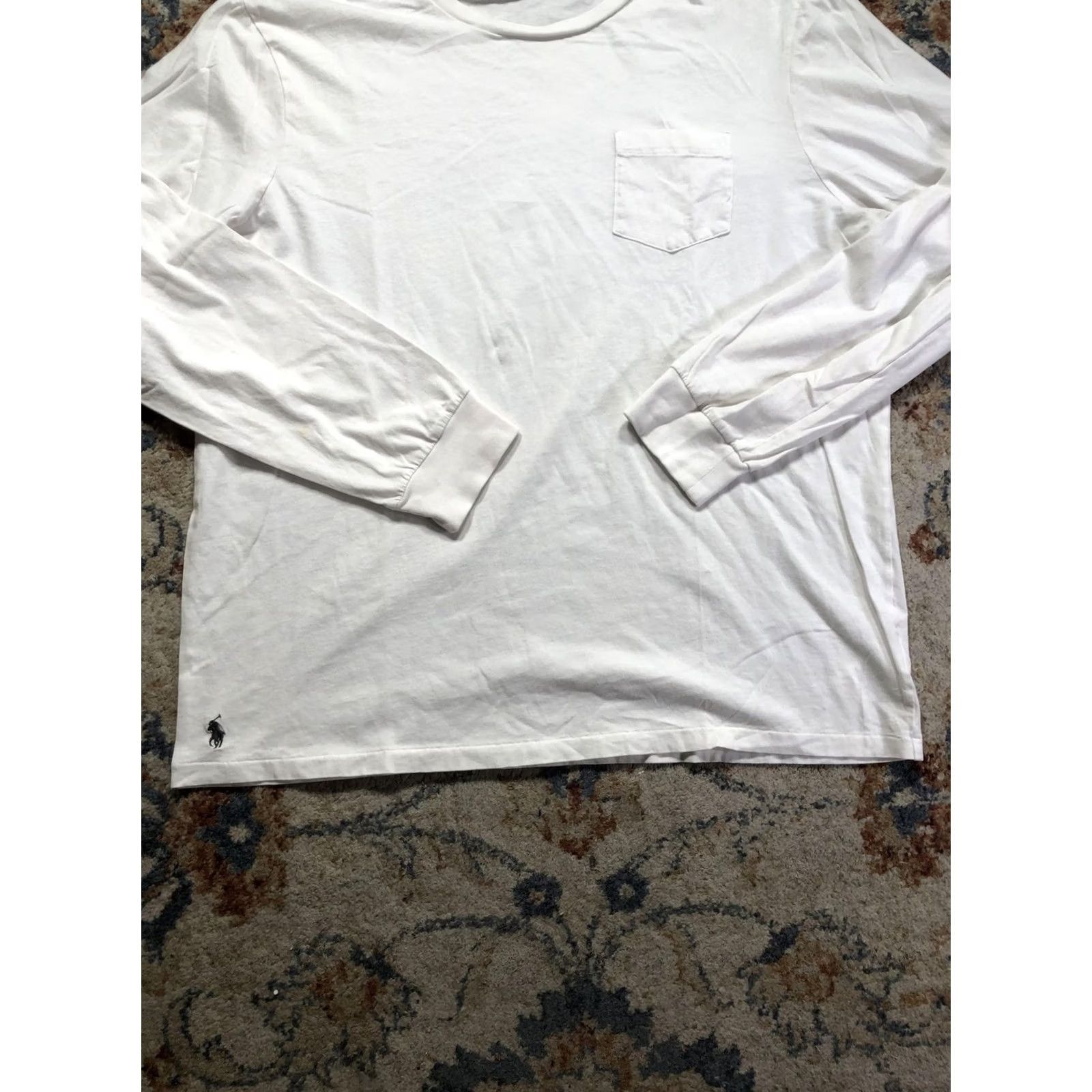 Polo Ralph Lauren Polo Ralph Lauren Shirt Mens XL White Long Sleeve Pocket Tee Pony Logo Crewneck Size US XL / EU 56 / 4 - 5 Thumbnail