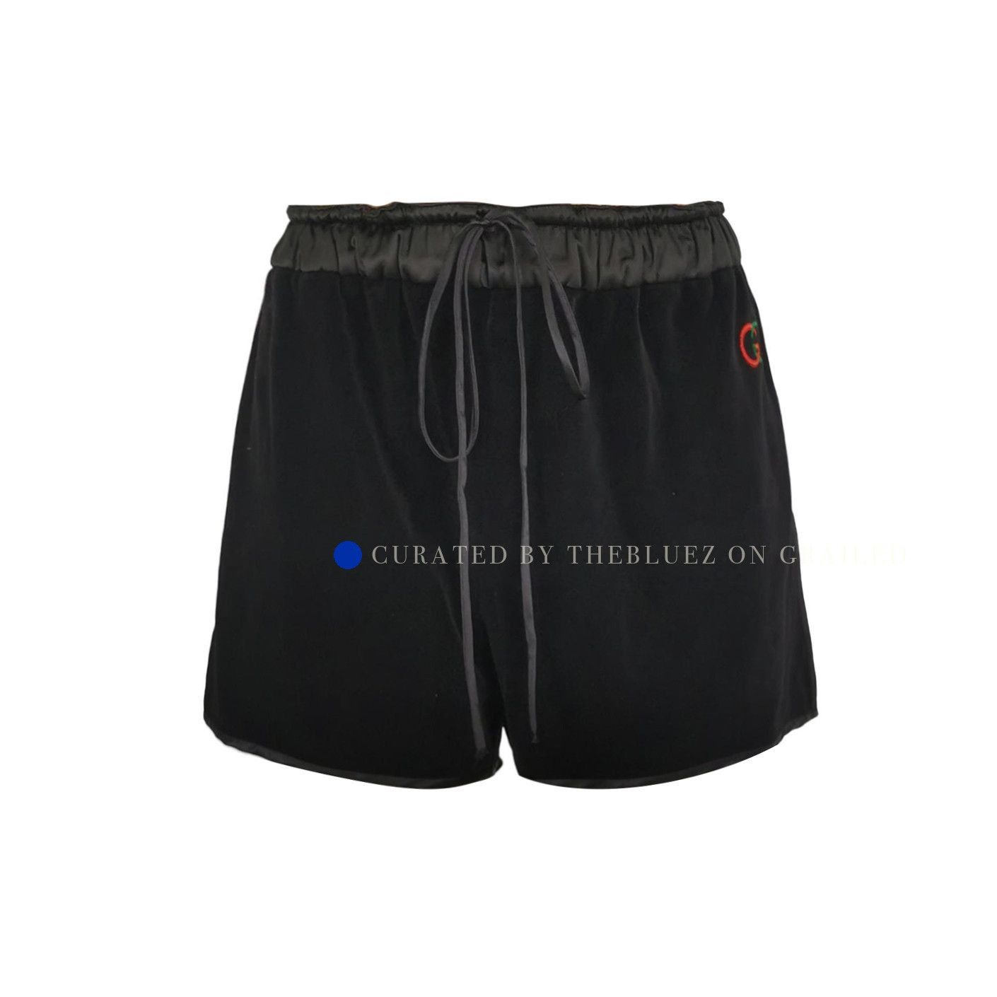 Gucci Black Velvet Logo Embroidered Shorts Size US 36 / EU 52 - 1 Thumbnail