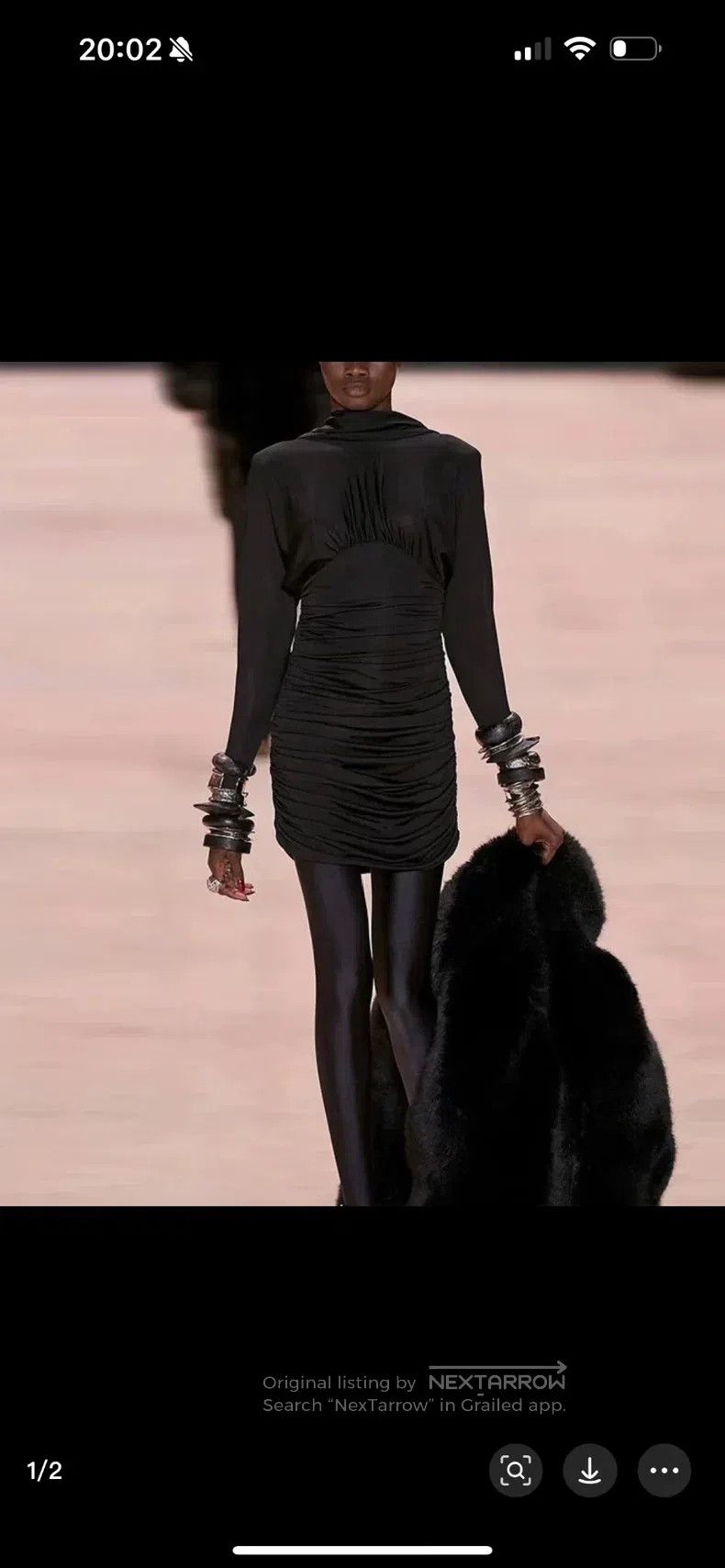 Saint Laurent Paris Saint Laurent Paris Ladies Black Shiny Knit Pleated Collar Size M / US 6-8 / IT 42-44 - 6 Thumbnail