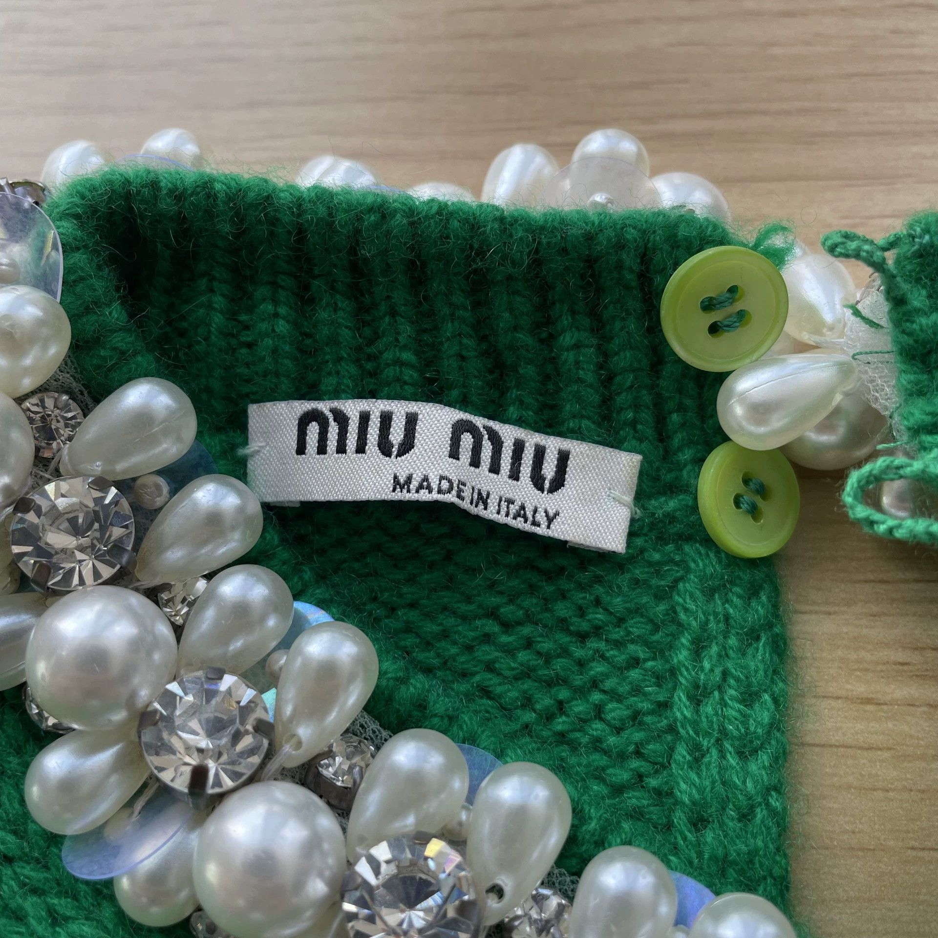 Miu Miu MIU MIU 99 new cashmere pearl gem green women's sweater 38 Size XS / US 0-2 / IT 36-38 - 4 Thumbnail