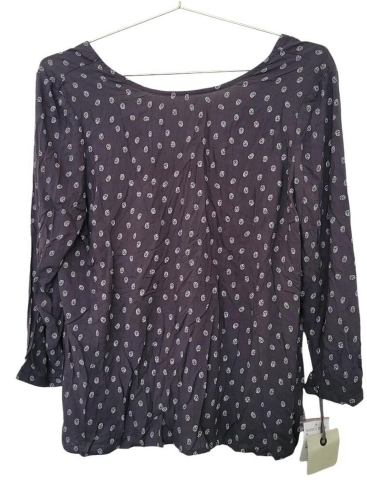 Other hinge Charcoal Scoop Neck Blouse with White Dot Motif Size M / US 6-8 / IT 42-44 - 2 Thumbnail