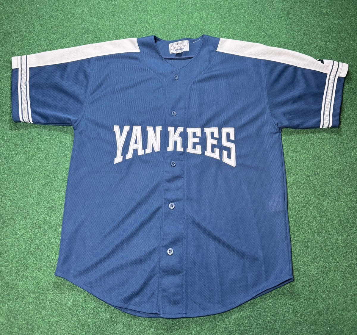 Vtg 90s Derek Jeter New York Yankees STARTER Baseball Jersey