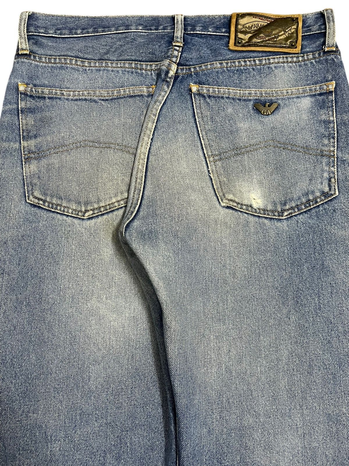 Armani Vintage Italy Armani Jeans Blue Wash Distressed Loose Jeans Size US 32 / EU 48 - 6 Thumbnail
