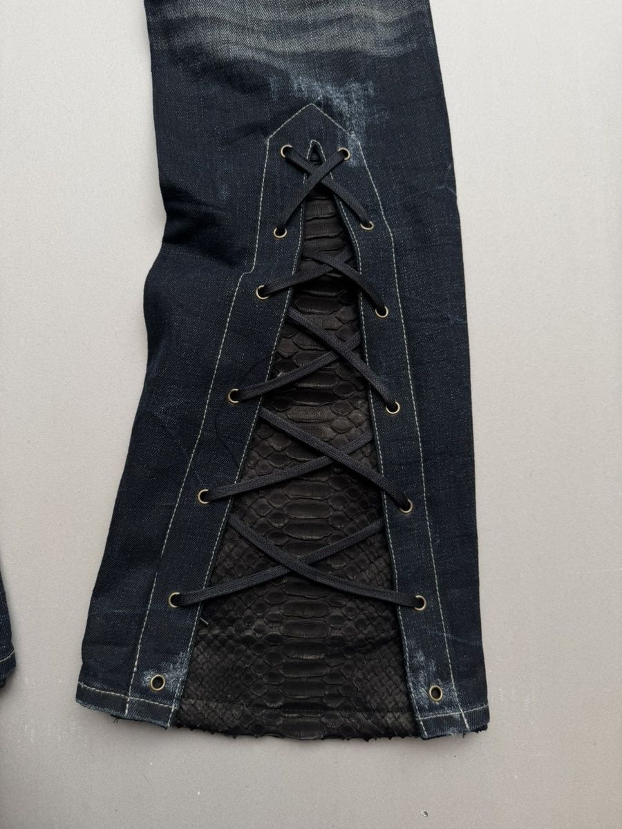 Japanese Brand SEMANTIC DESIGN lace up flare jeans Size US 31 - 6 Thumbnail