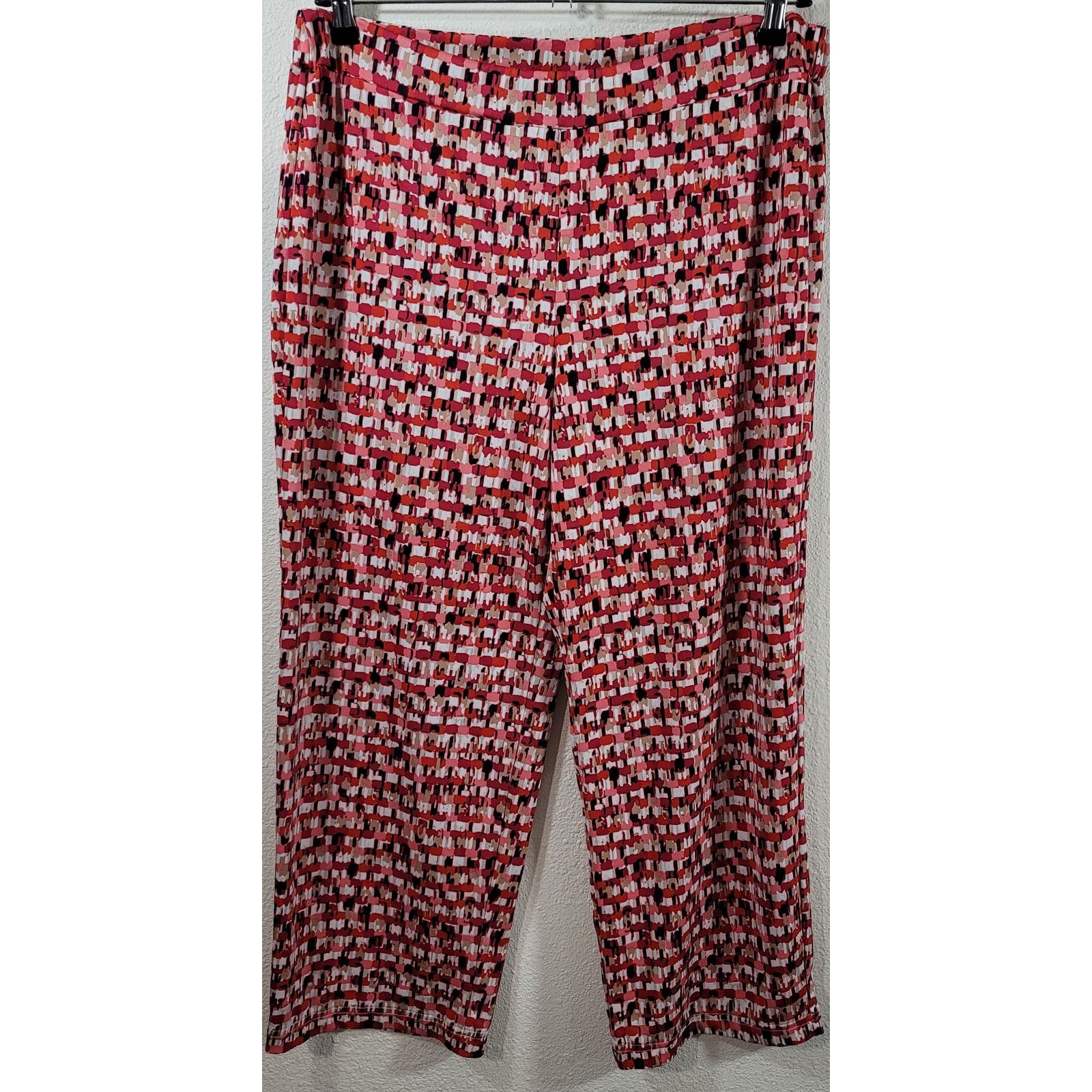 Other Notations Red Black Tan White Pull On Ankle Pants Large Size 36" / US 14 / IT 50 - 1 Thumbnail