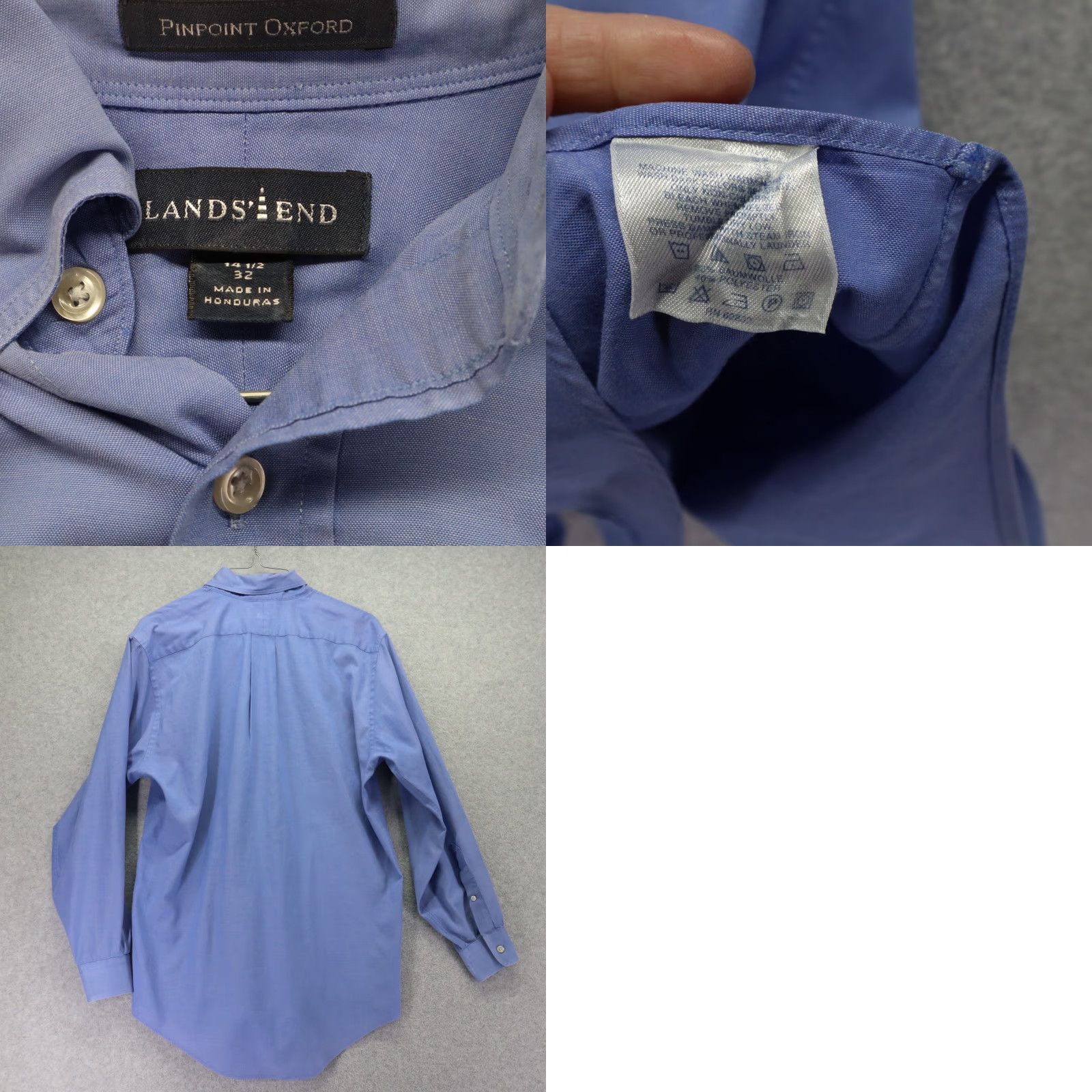 Lands' End Lands' End Shirt Mens 14.5-32 Pinpoint Oxford Pocket Button Up Blue Long Sleeve Size US M / EU 48-50 / 2 - 8 Thumbnail