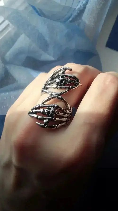 Other Hands Ring Skeleton Bones Goth Punk Death Jewelry Chrome Size ONE SIZE - 1 Thumbnail