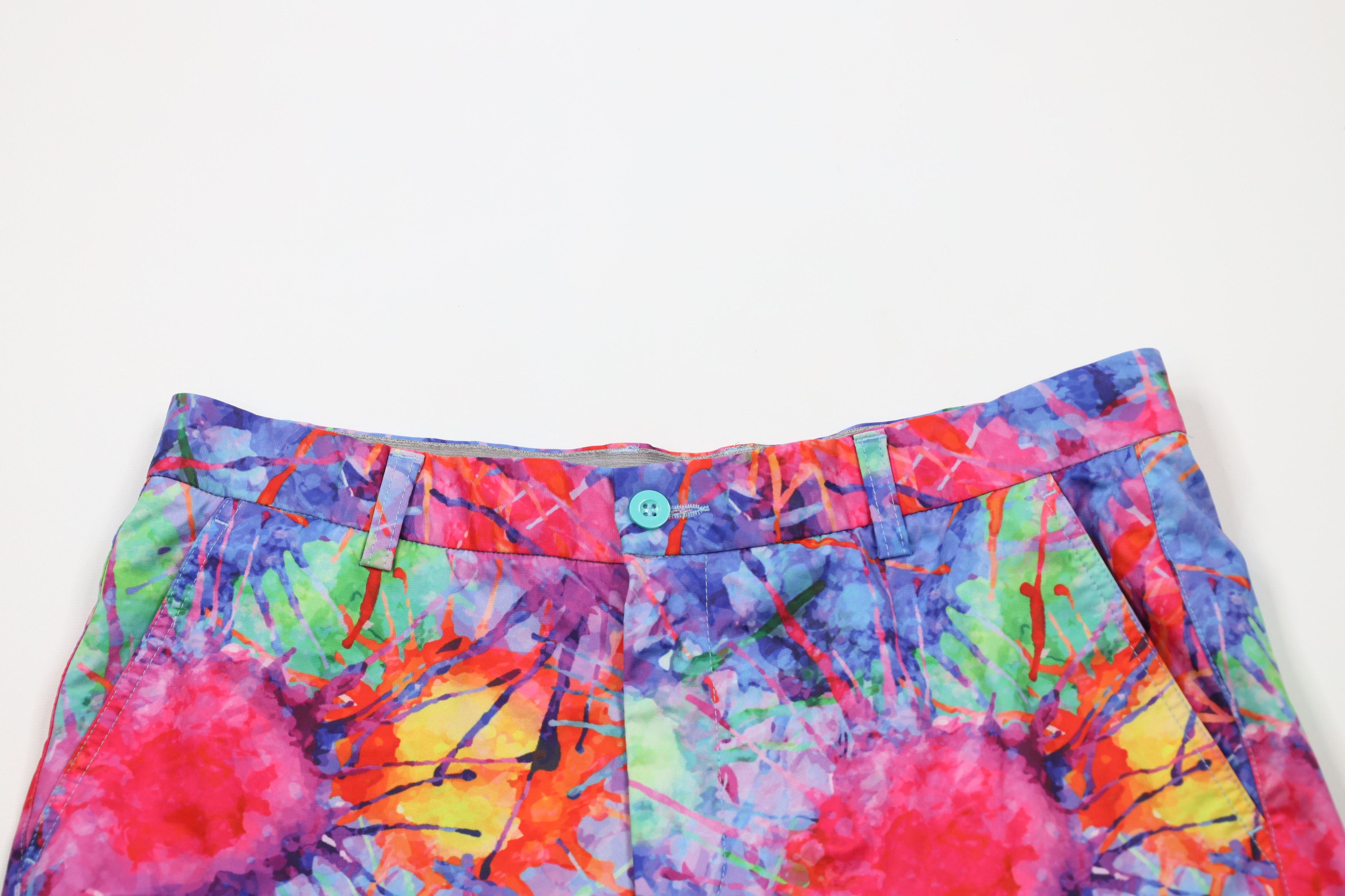 Vintage Hreski Golf Rainbow Paint Splatter Golfing Chino Shorts Size US 34 / EU 50 - 2 Thumbnail