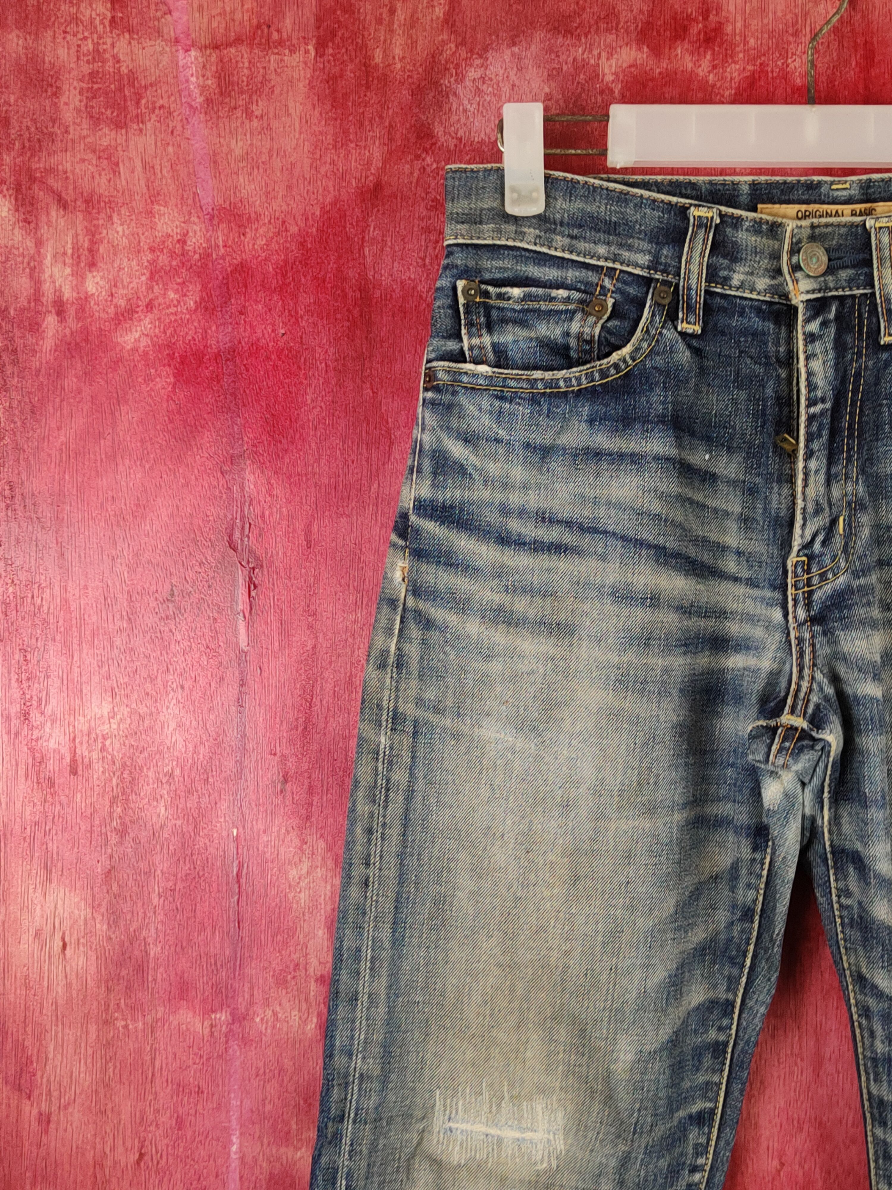 Japanese Brand Uniqlo Dark Blue Distressed Ripped Jeans #S1805 Size US 28 / EU 44 - 3 Thumbnail