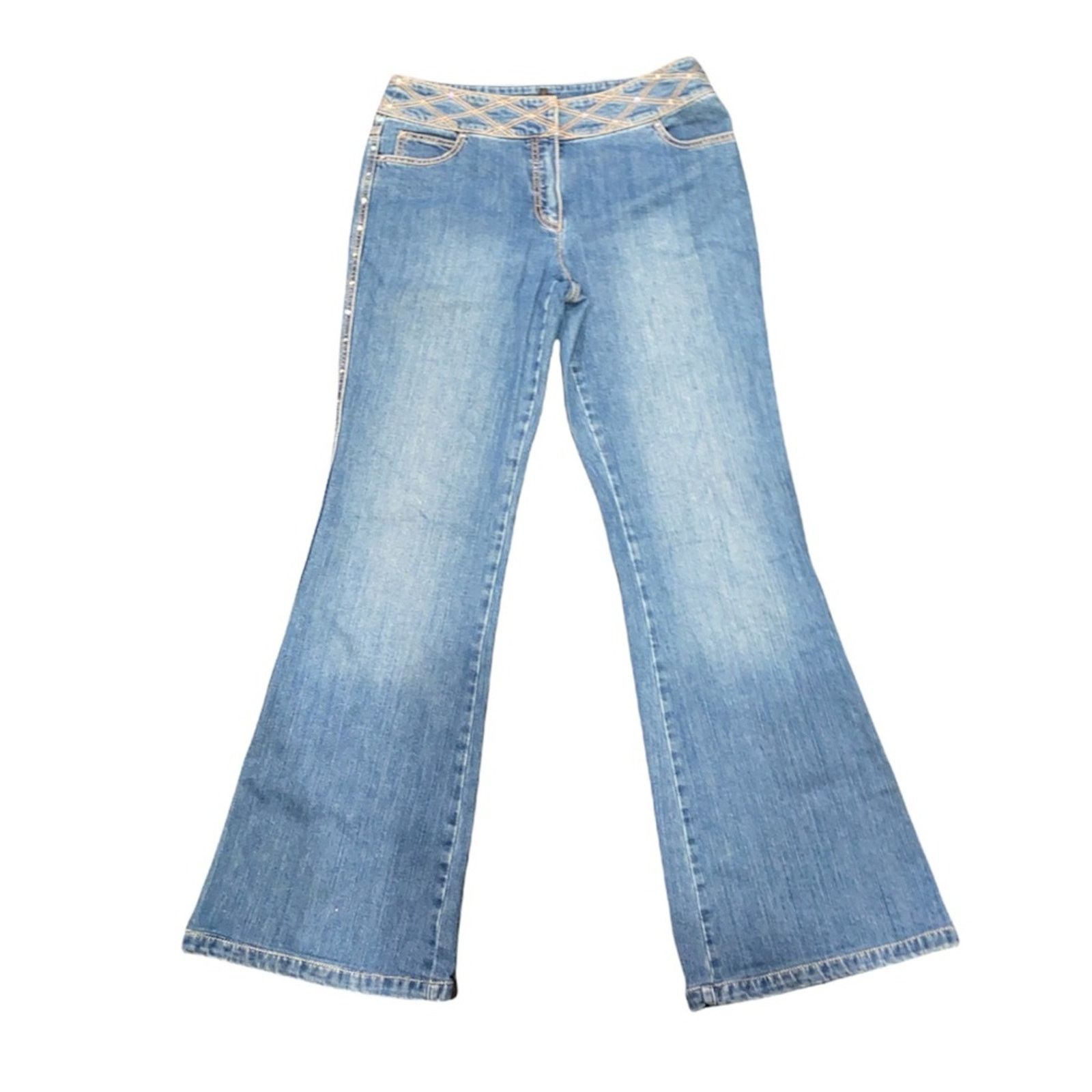 Escada Vintage ESCADA Rhinestones Bootcut Jeans SZ.40 Size 32" / US 10 / IT 46 - 1 Thumbnail