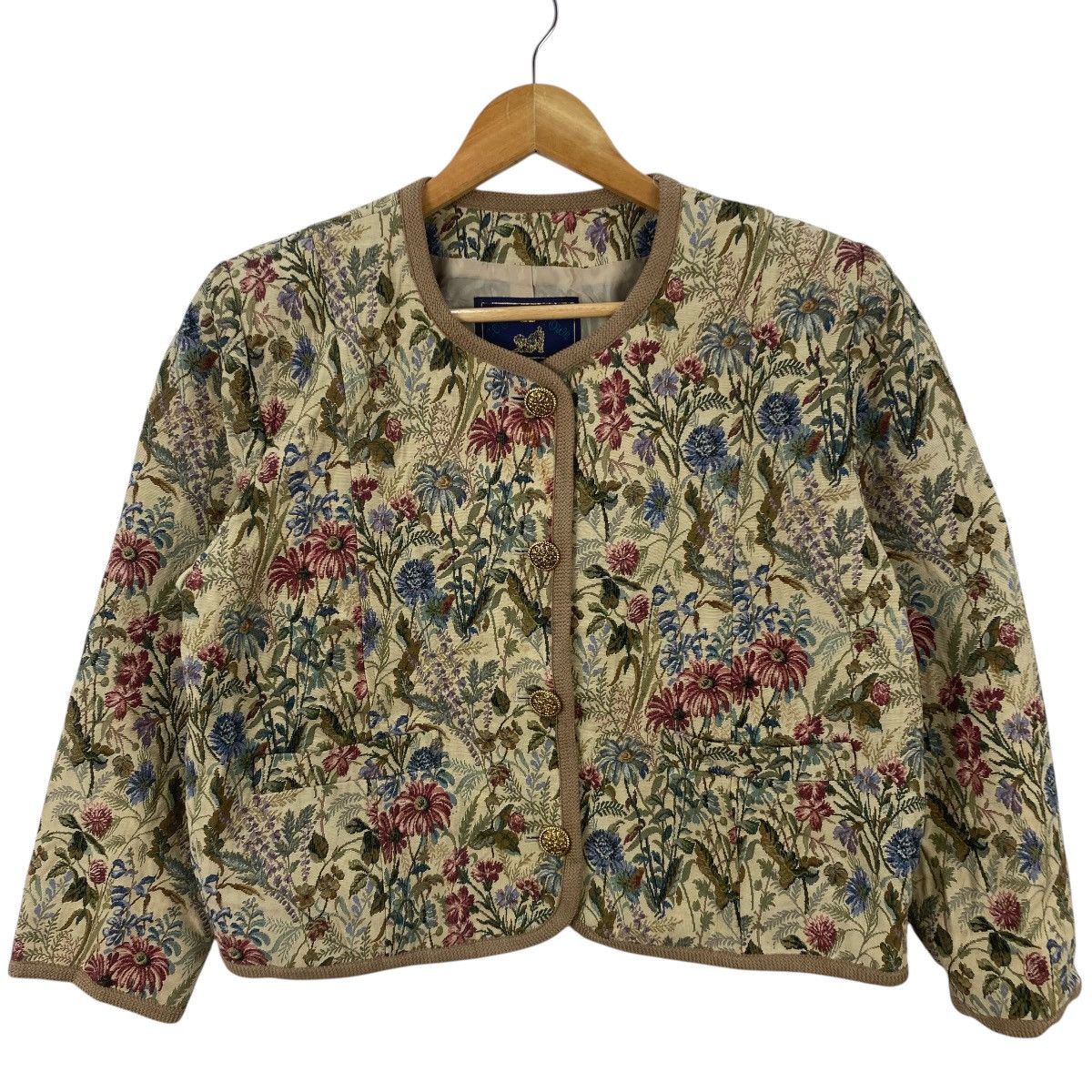 Vintage Vintage COCK TOWN Floral Tapestry Cropped Jacket Gobelin Size L / US 10 / IT 46 - 5 Thumbnail