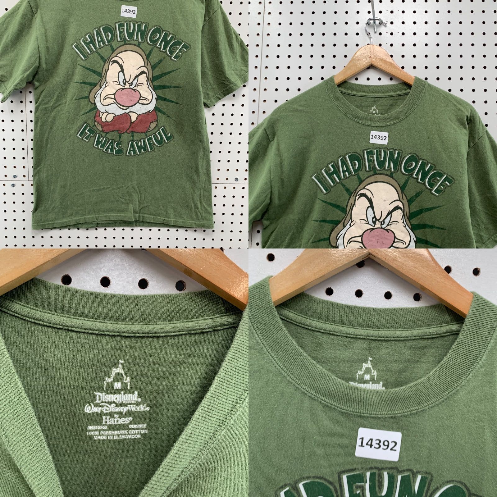 Disney Disney Shirt M Adult Medium Green Grumpy "I Had Fun Once It Was Awful" Short Sleeve Tee Mens Vintage 2000s Disney Grumpy Shirt Size US M / EU 48-50 / 2 - 8 Thumbnail