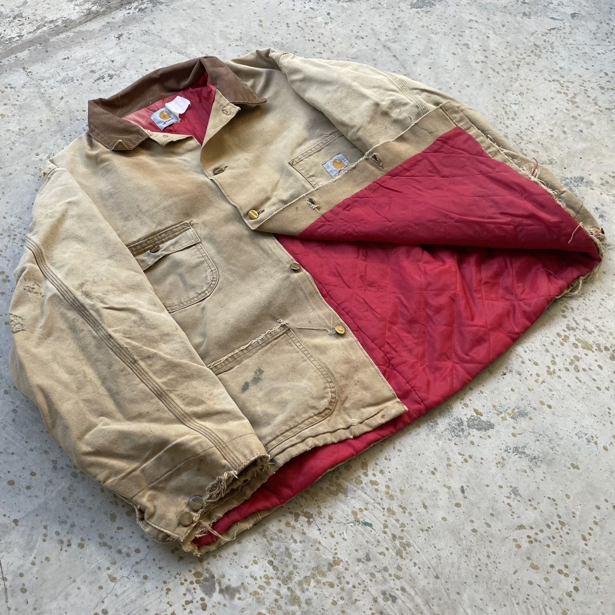 Carhartt × Vintage Vintage brown Carhartt chore jacket w/ red quilted lining Size US XL / EU 56 / 4 - 1 Thumbnail