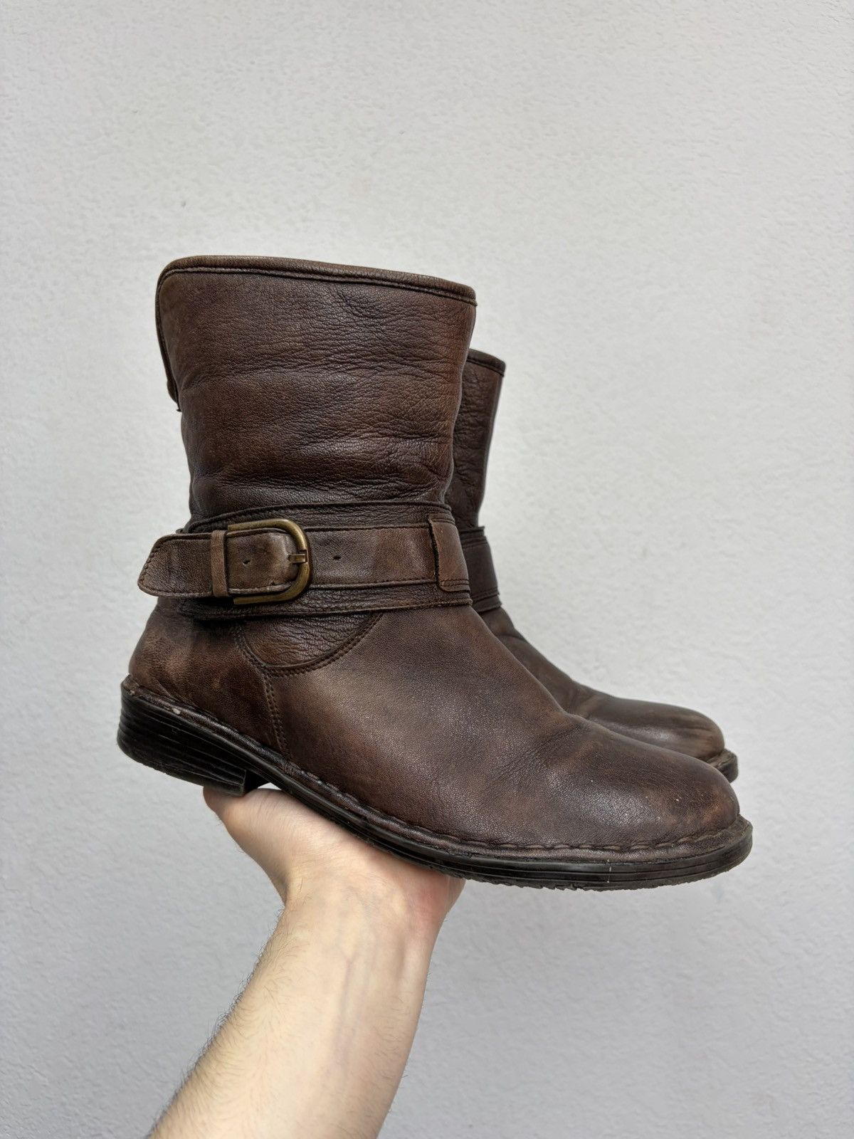A.S.98 Vintage Like Maison Margiela Belted Leather Biker Boots 00s Size US 8 / EU 41 - 4 Thumbnail