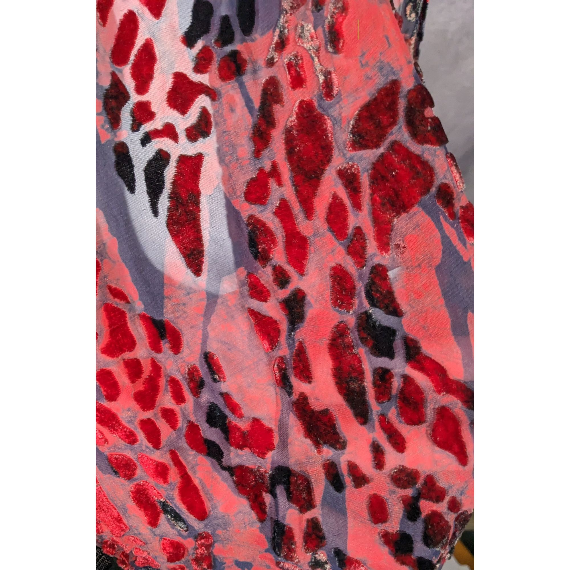Other Gothic Red And Black Abstract Velvet Burnout Beaded Fringe S Size ONE SIZE - 4 Thumbnail