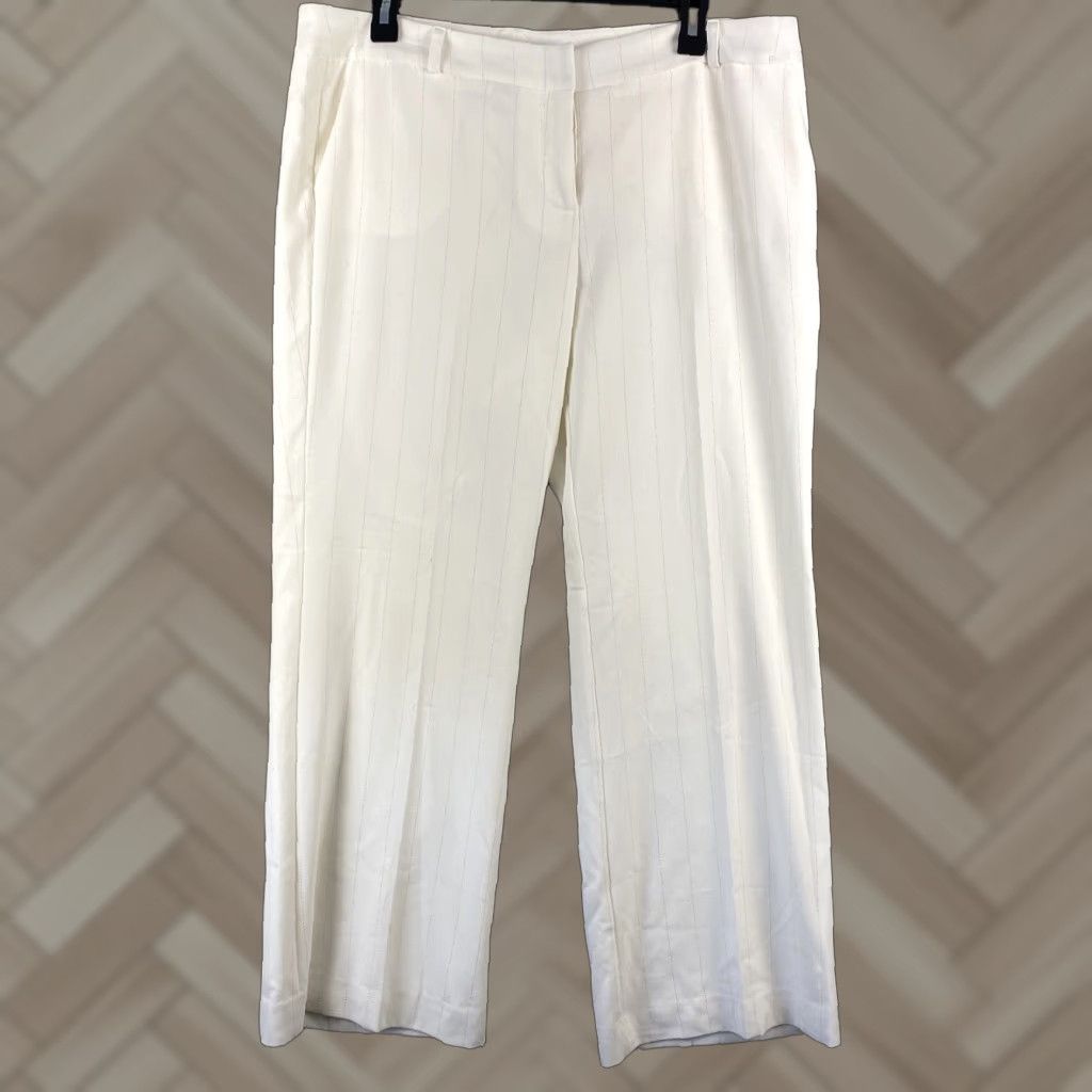 CO VINTAGE New York & Co Women Pants Size 14P Cream Straight Fit Petites Dress Pants Size 36" / US 14 / IT 50 - 1 Thumbnail