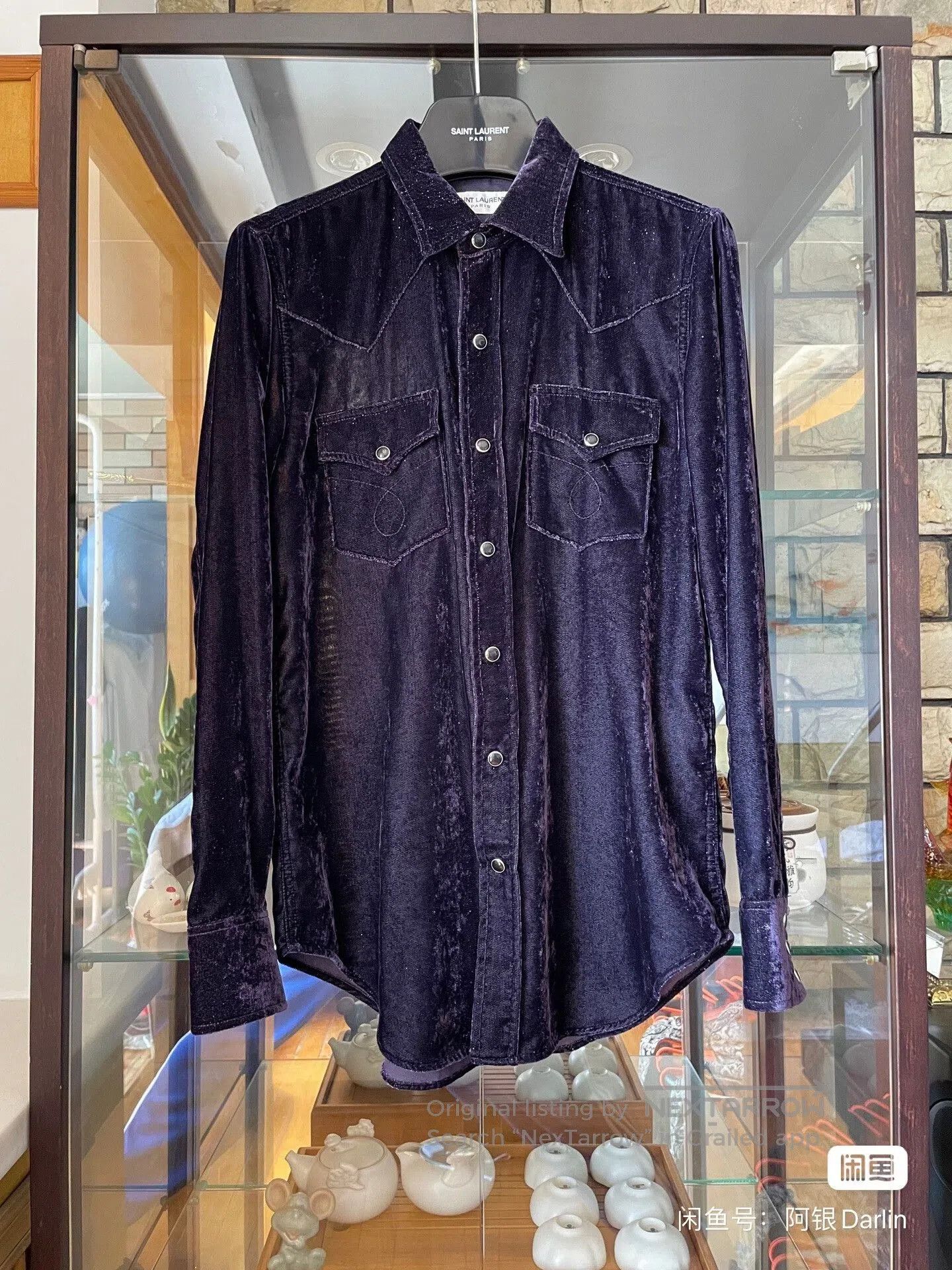 Saint Laurent Paris saint laurent purple velvet shirt with sparkle. Size M / US 6-8 / IT 42-44 - 1 Thumbnail