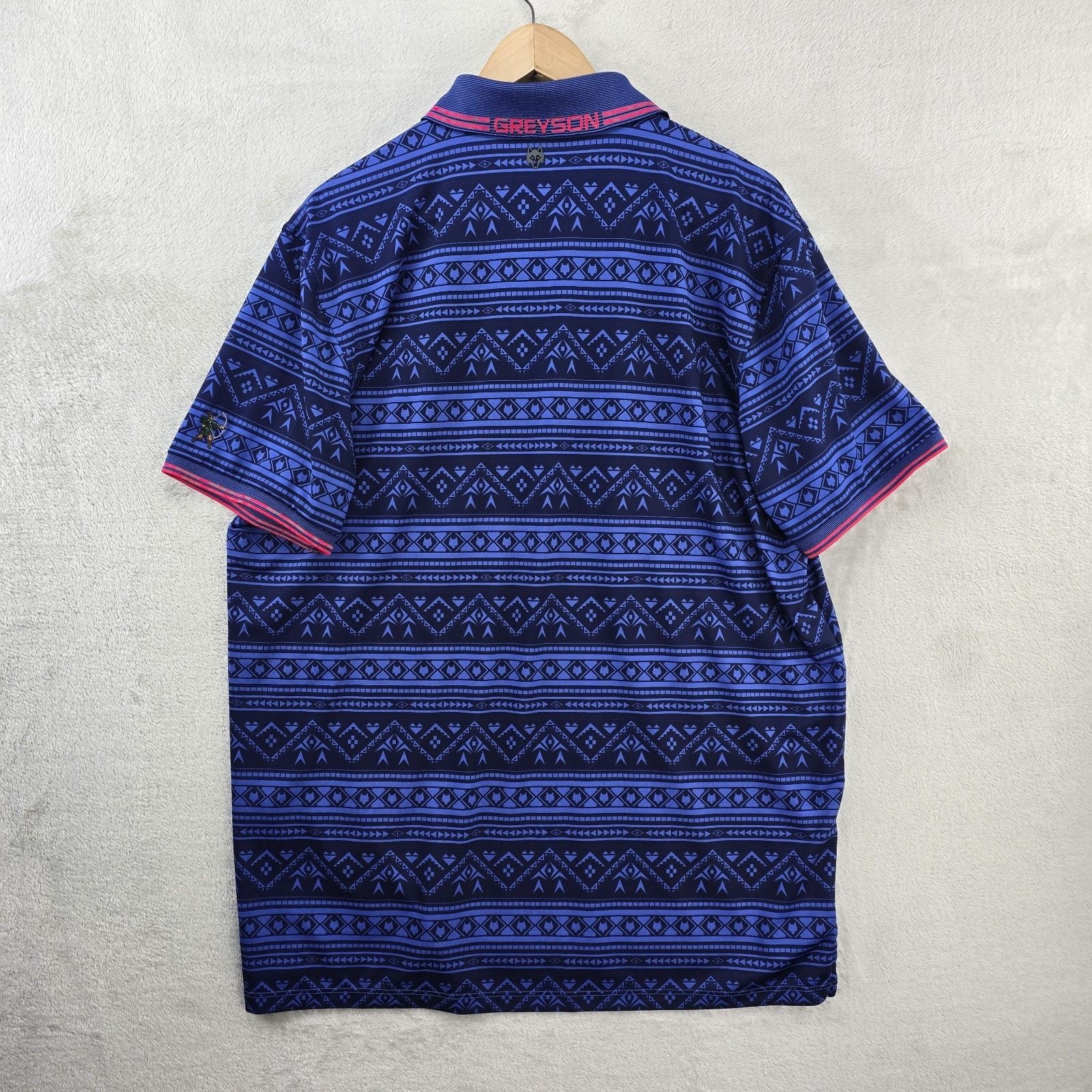 Other Greyson Polo Shirt Large Blue Geometric AOP Performance Golf Size US L / EU 52-54 / 3 - 6 Thumbnail